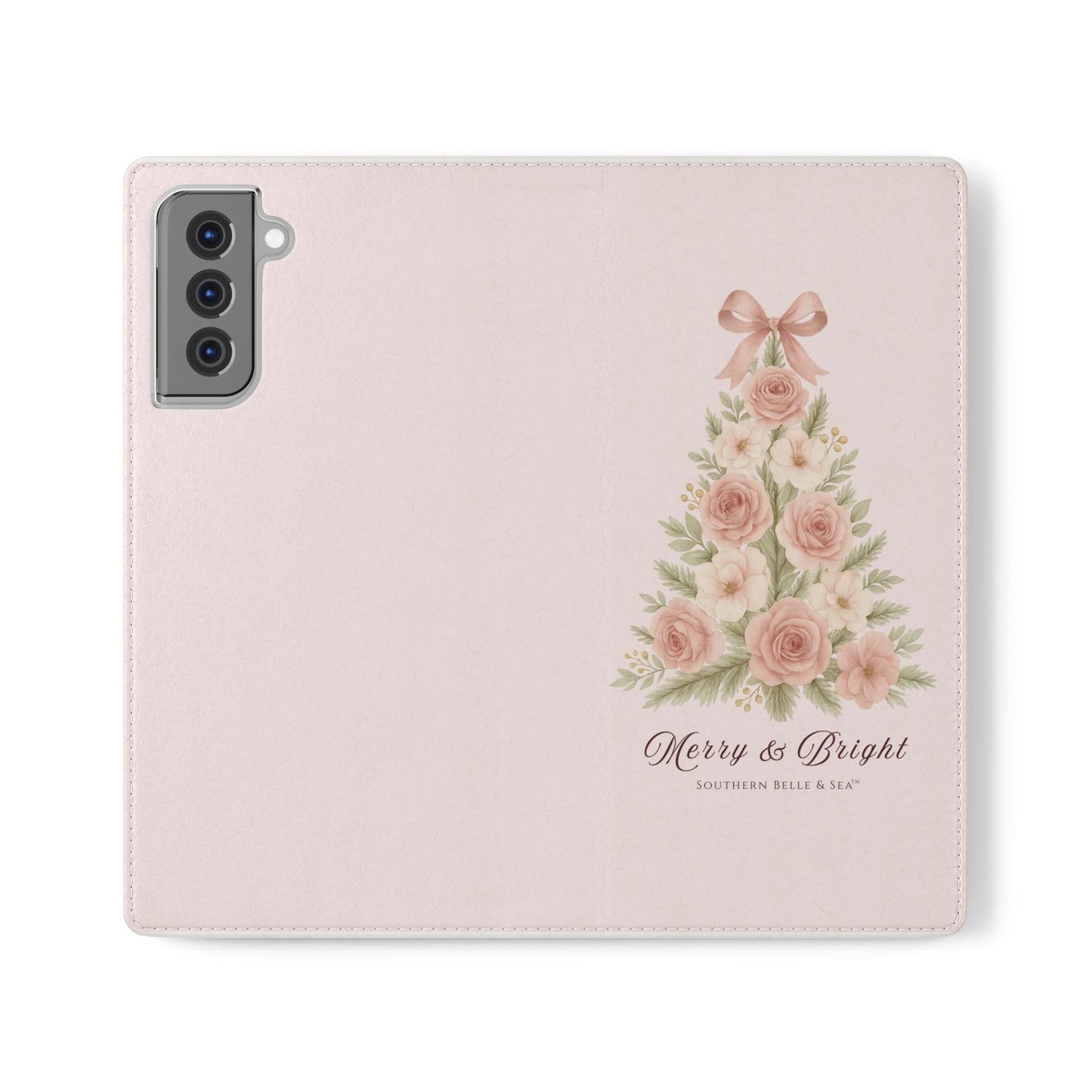 Merry & Bright — Pink Christmas Tree Flip Wallet Phone Case | Southern Belle & Sea™ - Southern Belle & Sea