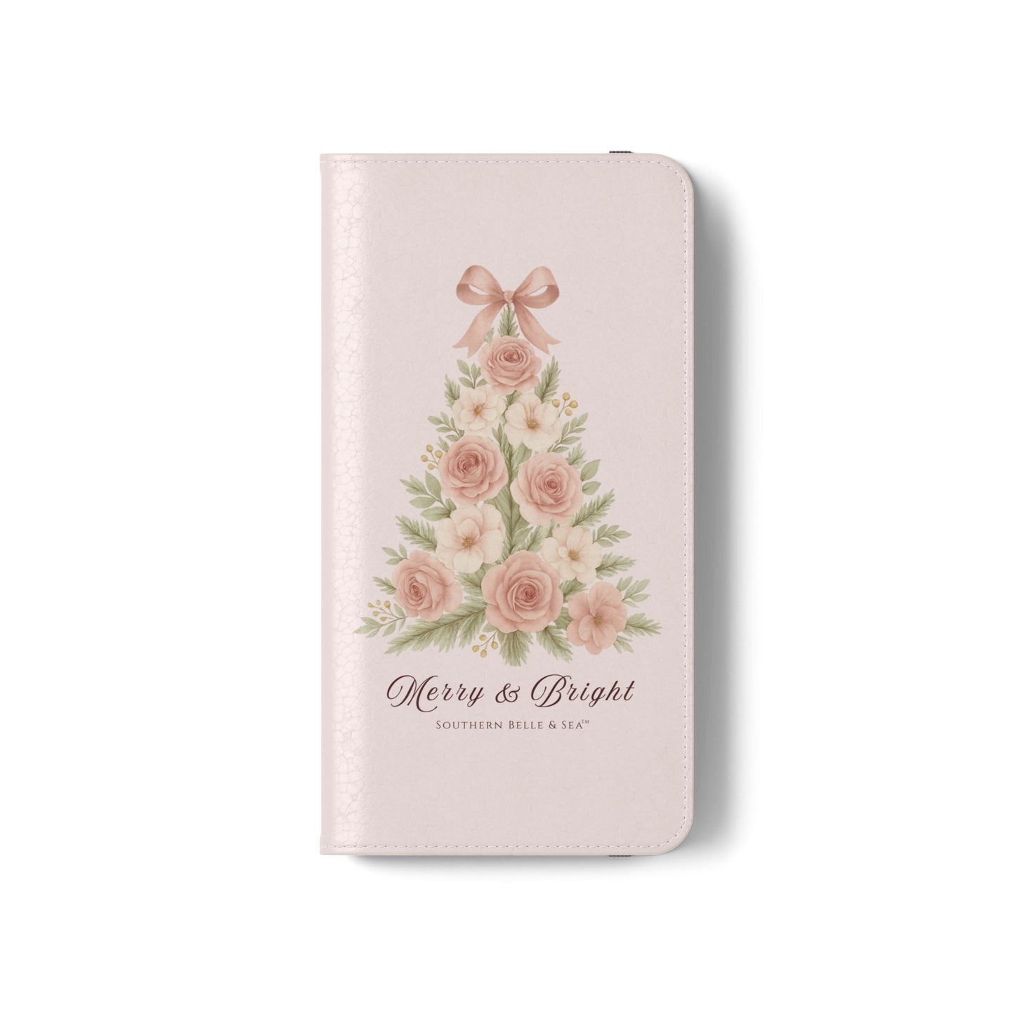 Merry & Bright — Pink Christmas Tree Flip Wallet Phone Case | Southern Belle & Sea™ - Southern Belle & Sea