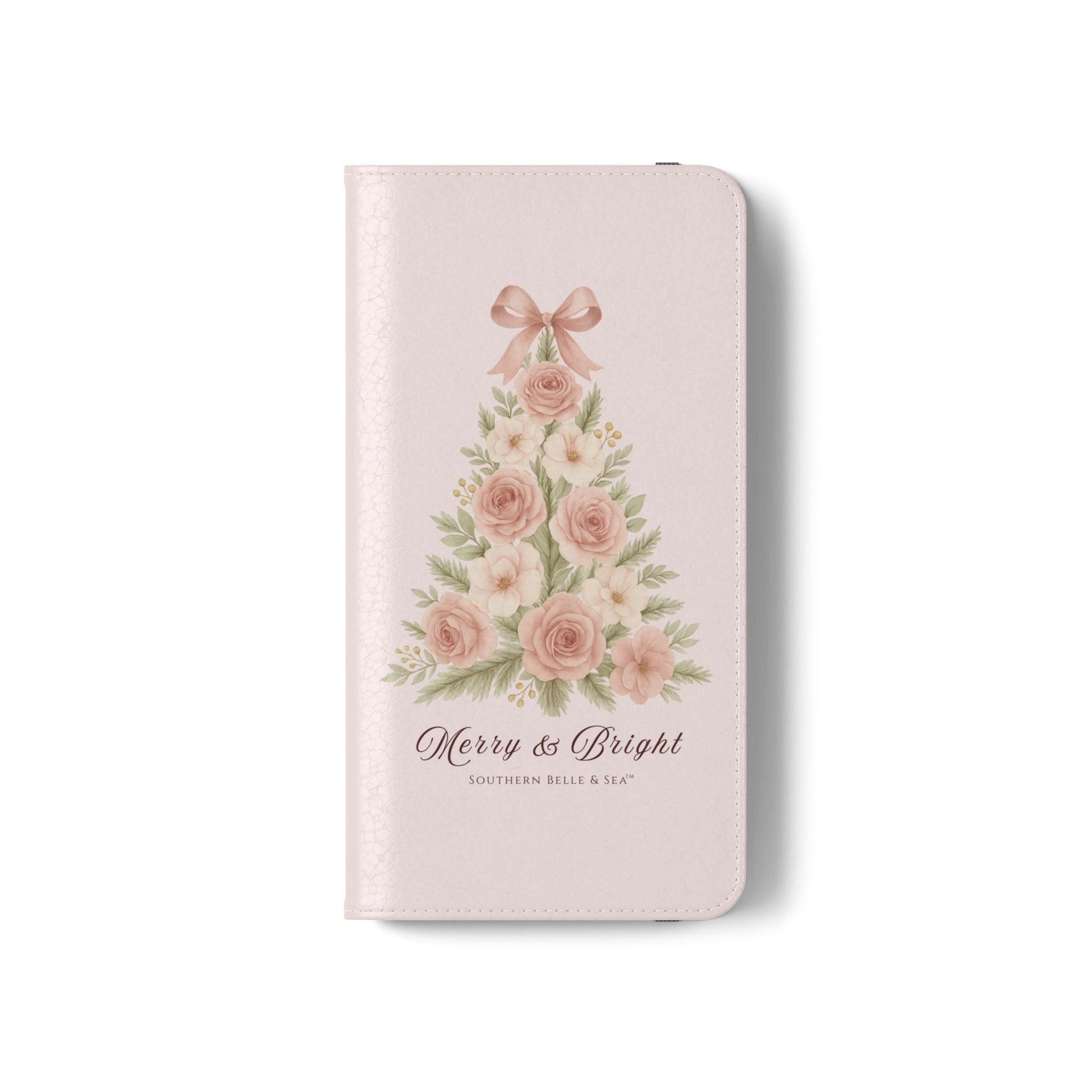 Merry & Bright — Pink Christmas Tree Flip Wallet Phone Case | Southern Belle & Sea™ - Southern Belle & Sea