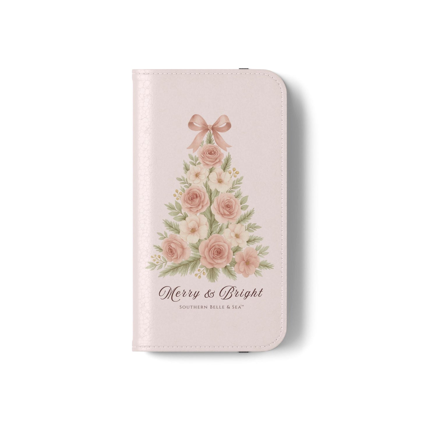 Merry & Bright — Pink Christmas Tree Flip Wallet Phone Case | Southern Belle & Sea™ - Southern Belle & Sea