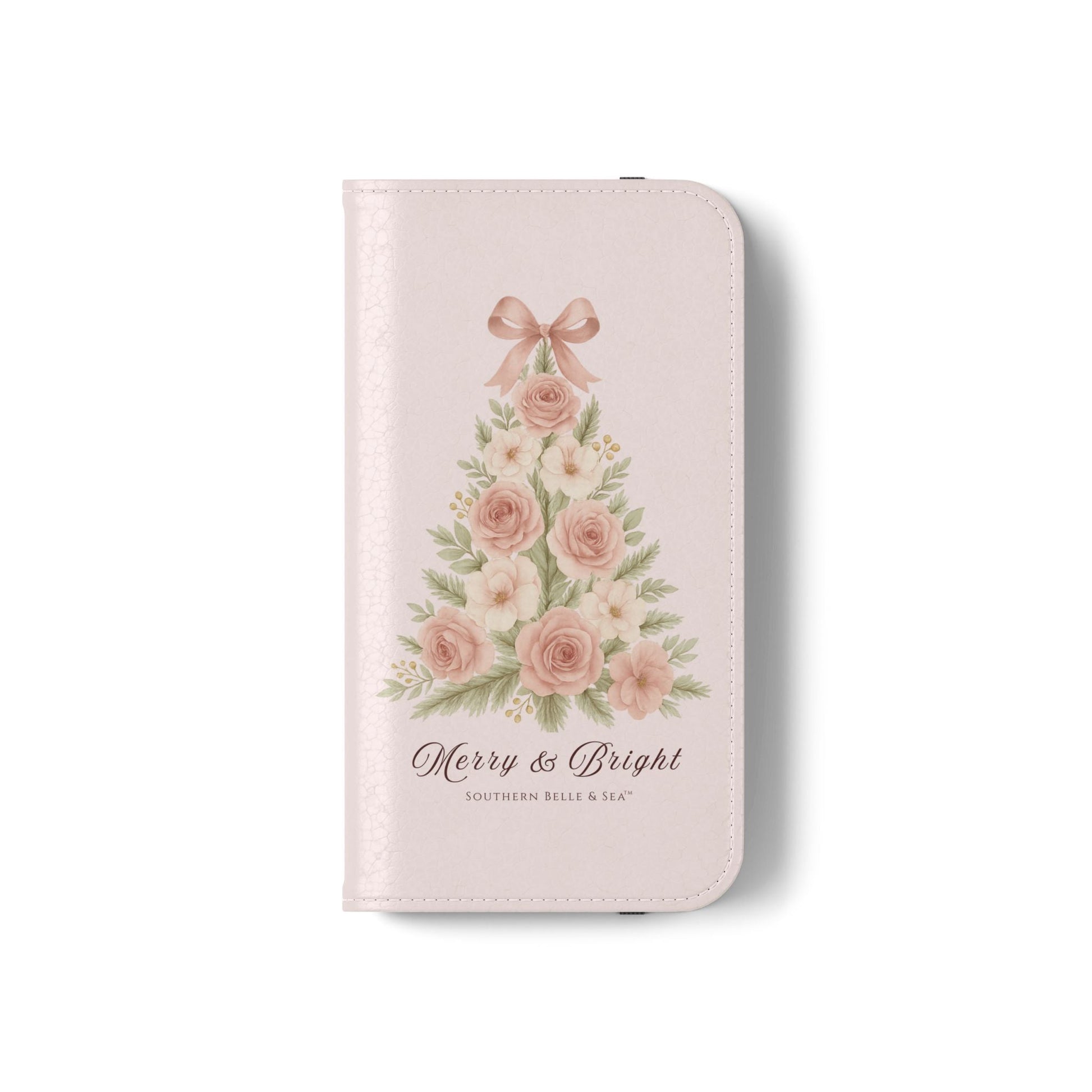 Merry & Bright — Pink Christmas Tree Flip Wallet Phone Case | Southern Belle & Sea™ - Southern Belle & Sea