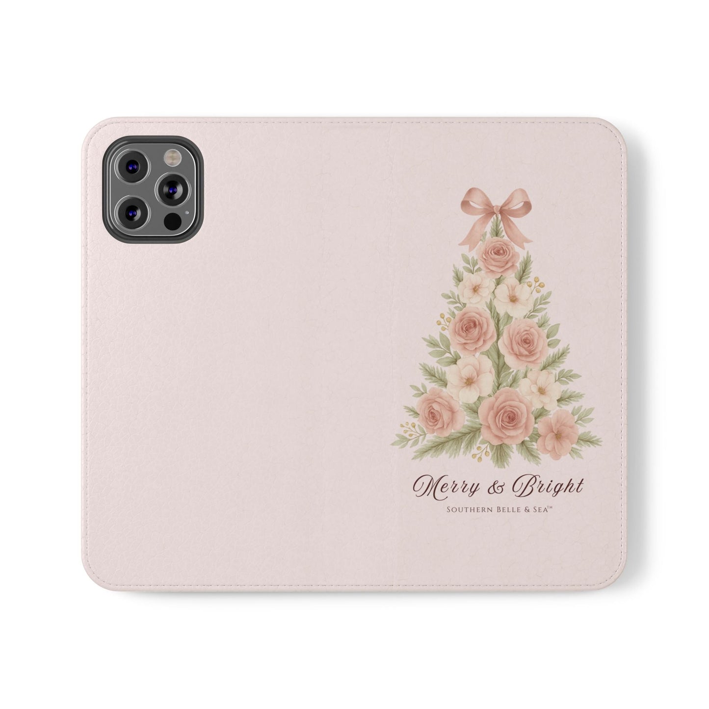 Merry & Bright — Pink Christmas Tree Flip Wallet Phone Case | Southern Belle & Sea™ - Southern Belle & Sea