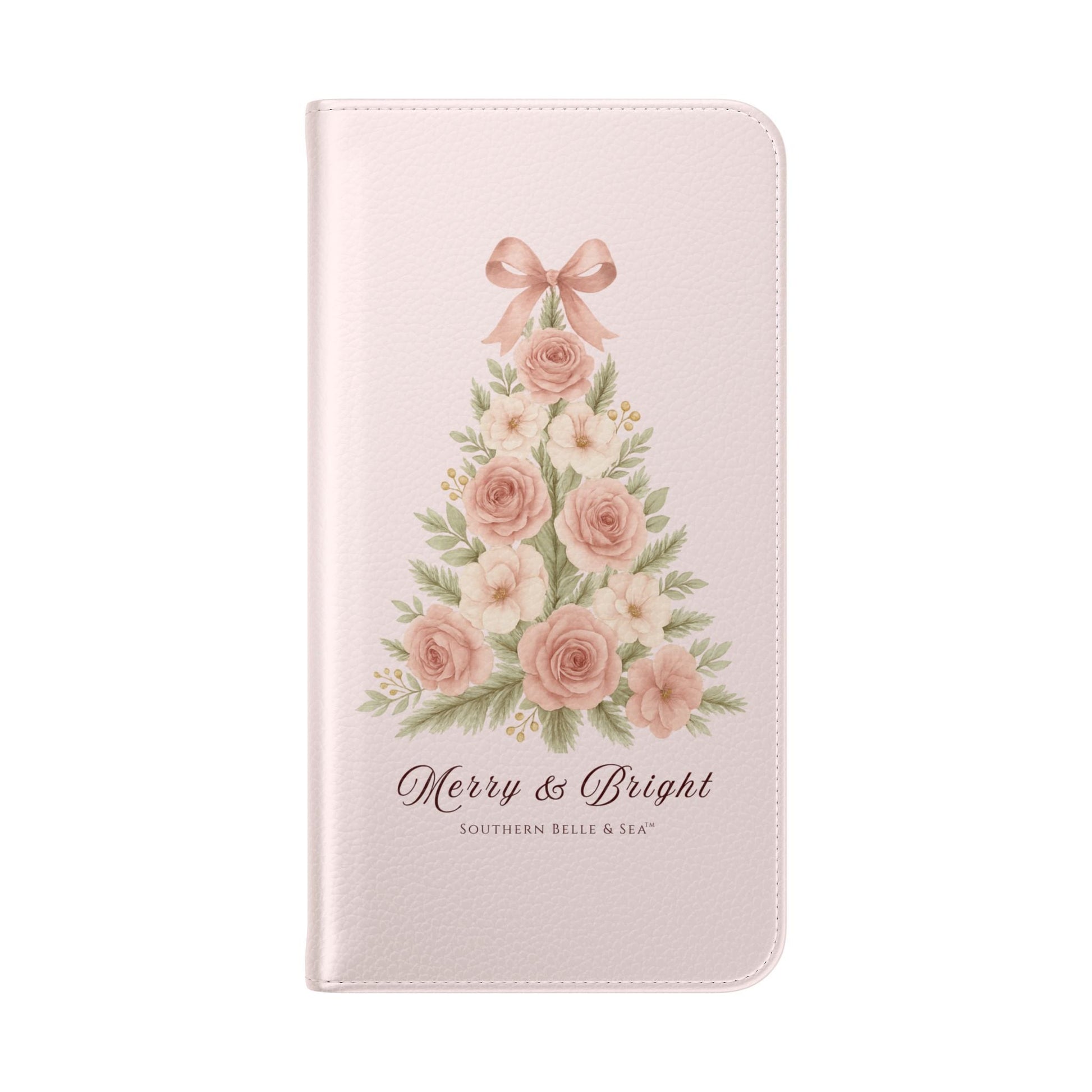 Merry & Bright — Pink Christmas Tree Flip Wallet Phone Case | Southern Belle & Sea™ - Southern Belle & Sea