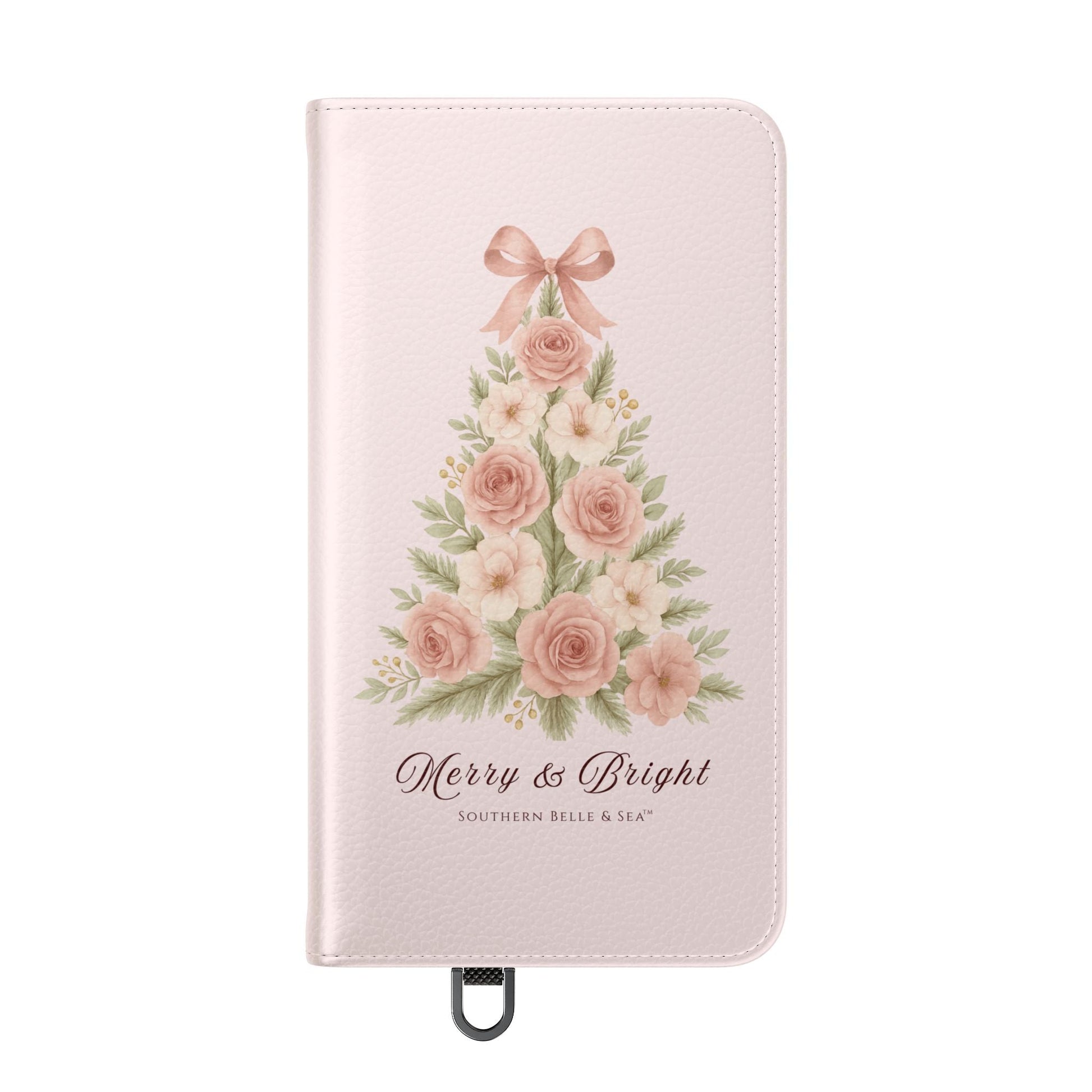 Merry & Bright — Pink Christmas Tree Flip Wallet Phone Case | Southern Belle & Sea™ - Southern Belle & Sea