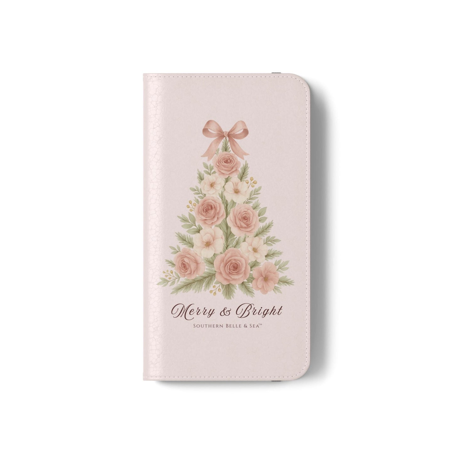 Merry & Bright — Pink Christmas Tree Flip Wallet Phone Case | Southern Belle & Sea™ - Southern Belle & Sea