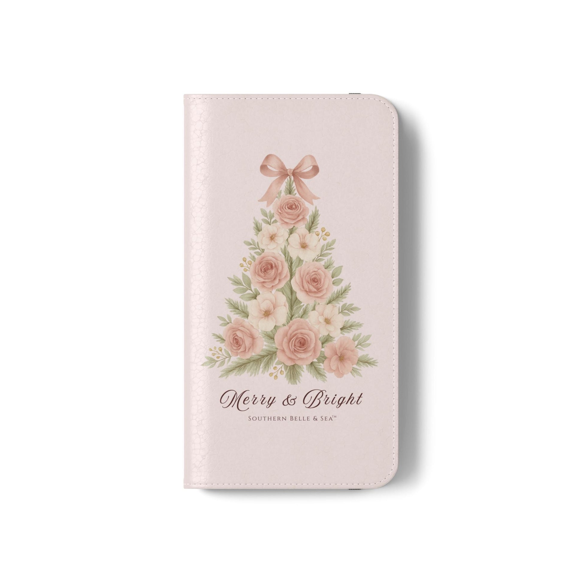 Merry & Bright — Pink Christmas Tree Flip Wallet Phone Case | Southern Belle & Sea™ - Southern Belle & Sea