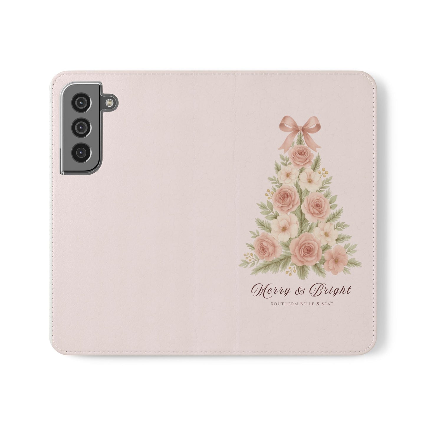 Merry & Bright — Pink Christmas Tree Flip Wallet Phone Case | Southern Belle & Sea™ - Southern Belle & Sea