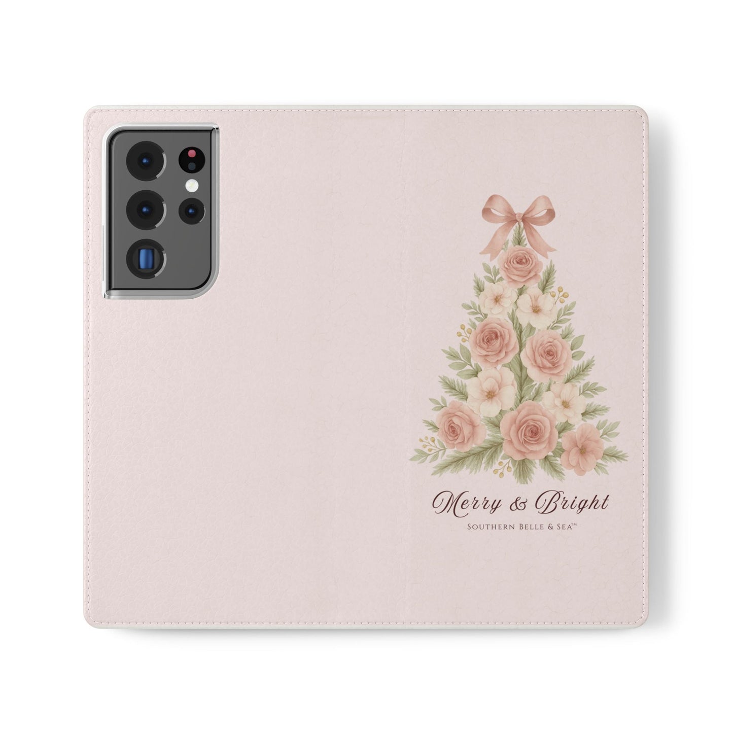 Merry & Bright — Pink Christmas Tree Flip Wallet Phone Case | Southern Belle & Sea™ - Southern Belle & Sea