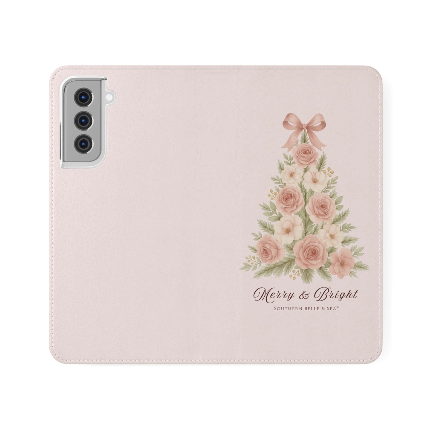 Merry & Bright — Pink Christmas Tree Flip Wallet Phone Case | Southern Belle & Sea™ - Southern Belle & Sea