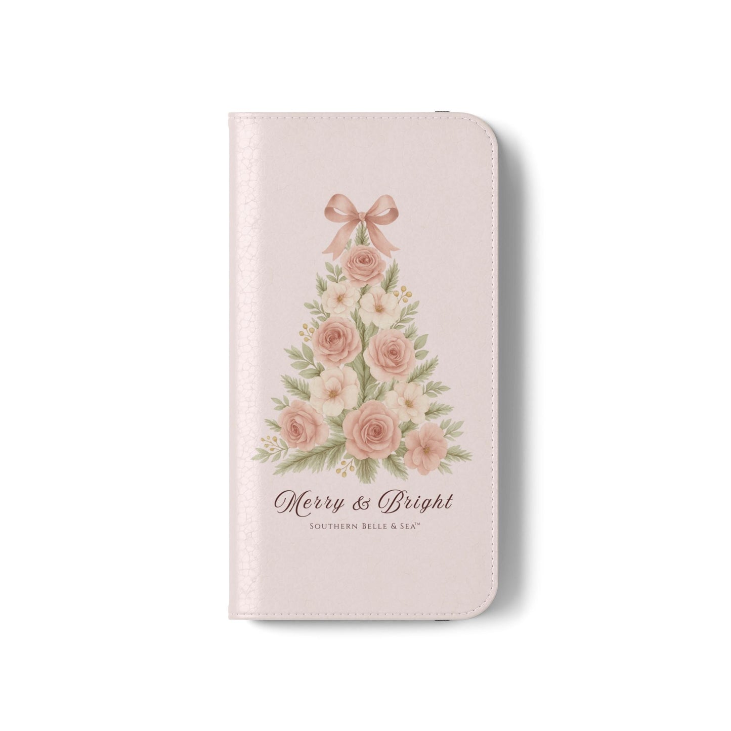 Merry & Bright — Pink Christmas Tree Flip Wallet Phone Case | Southern Belle & Sea™ - Southern Belle & Sea