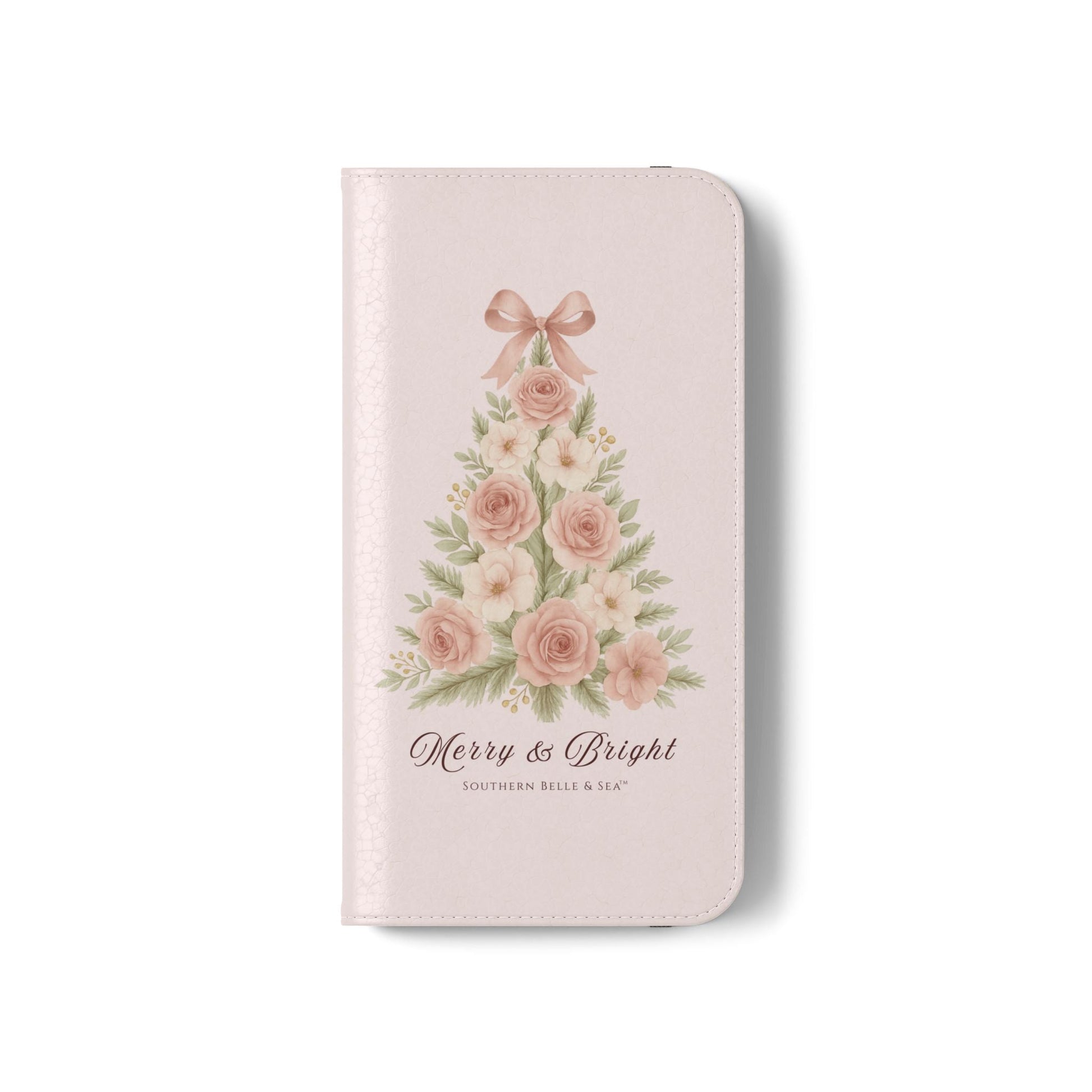 Merry & Bright — Pink Christmas Tree Flip Wallet Phone Case | Southern Belle & Sea™ - Southern Belle & Sea