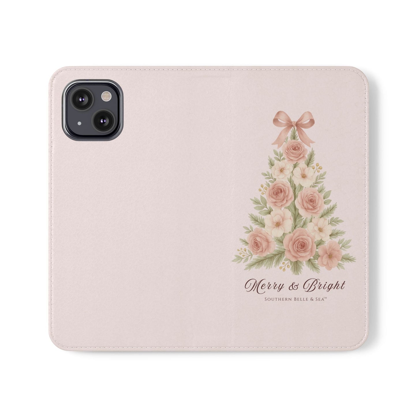 Merry & Bright — Pink Christmas Tree Flip Wallet Phone Case | Southern Belle & Sea™ - Southern Belle & Sea