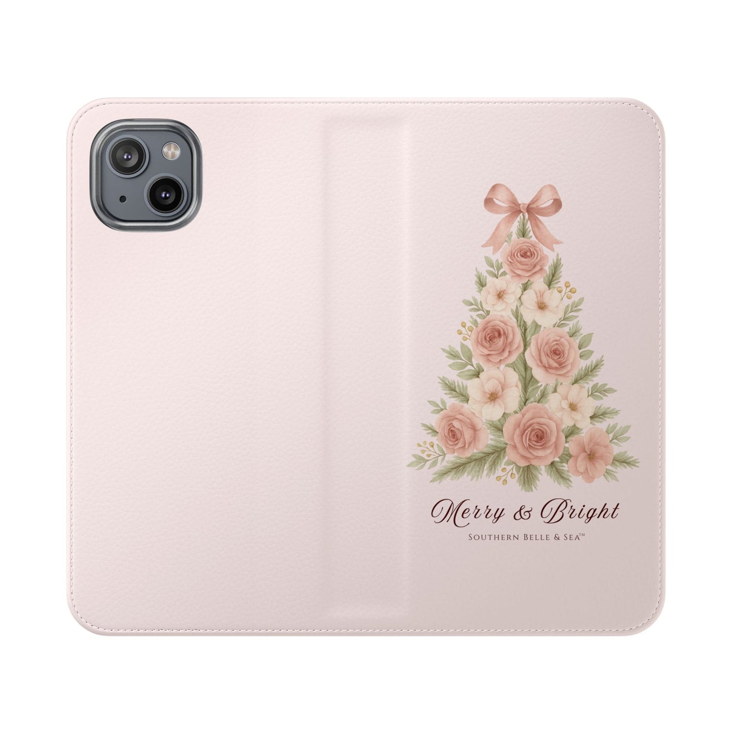 Merry & Bright — Pink Christmas Tree Flip Wallet Phone Case | Southern Belle & Sea™ - Southern Belle & Sea