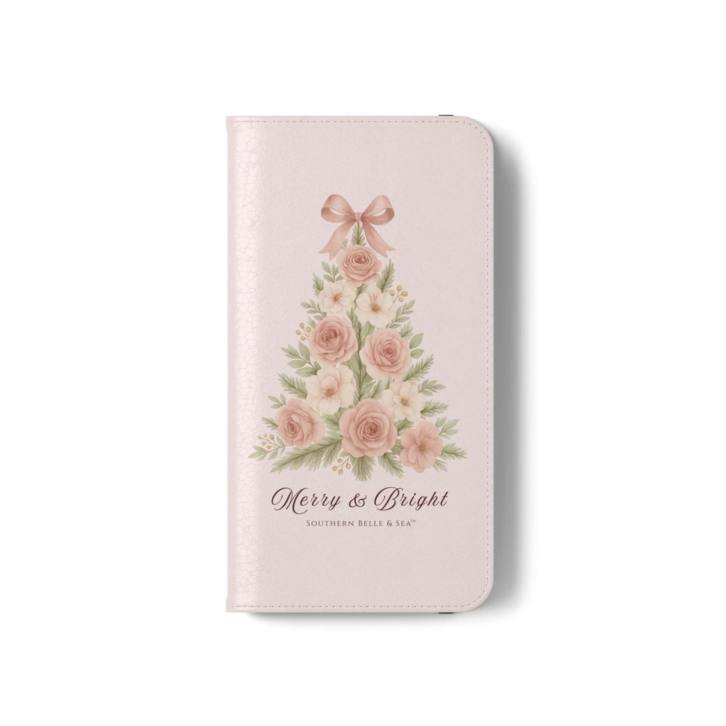 Merry & Bright — Pink Christmas Tree Flip Wallet Phone Case | Southern Belle & Sea™ - Southern Belle & Sea