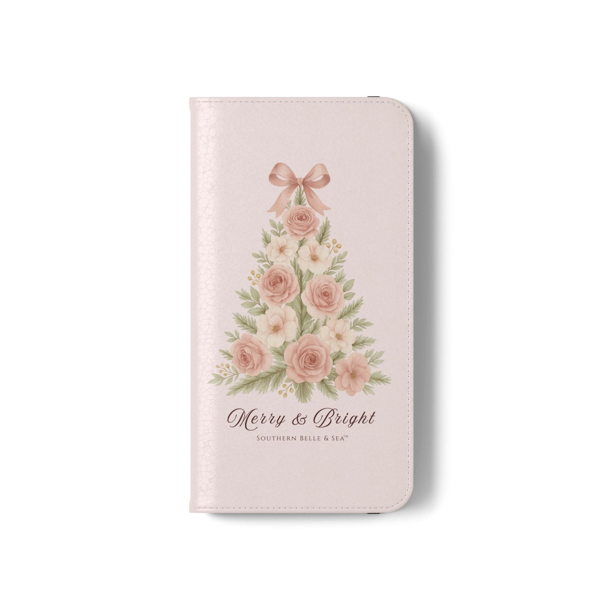 Merry & Bright — Pink Christmas Tree Flip Wallet Phone Case | Southern Belle & Sea™ - Southern Belle & Sea