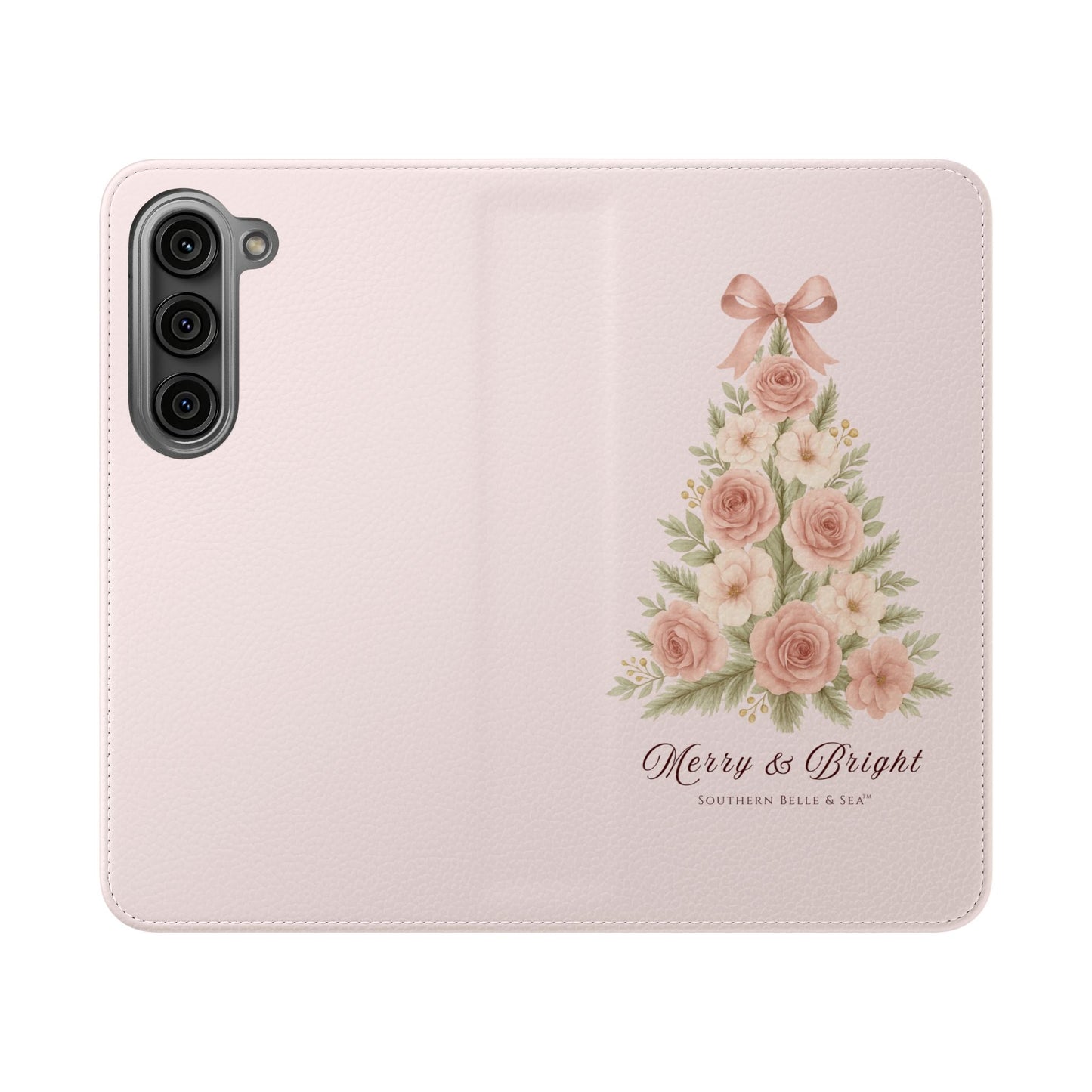 Merry & Bright — Pink Christmas Tree Flip Wallet Phone Case | Southern Belle & Sea™ - Southern Belle & Sea