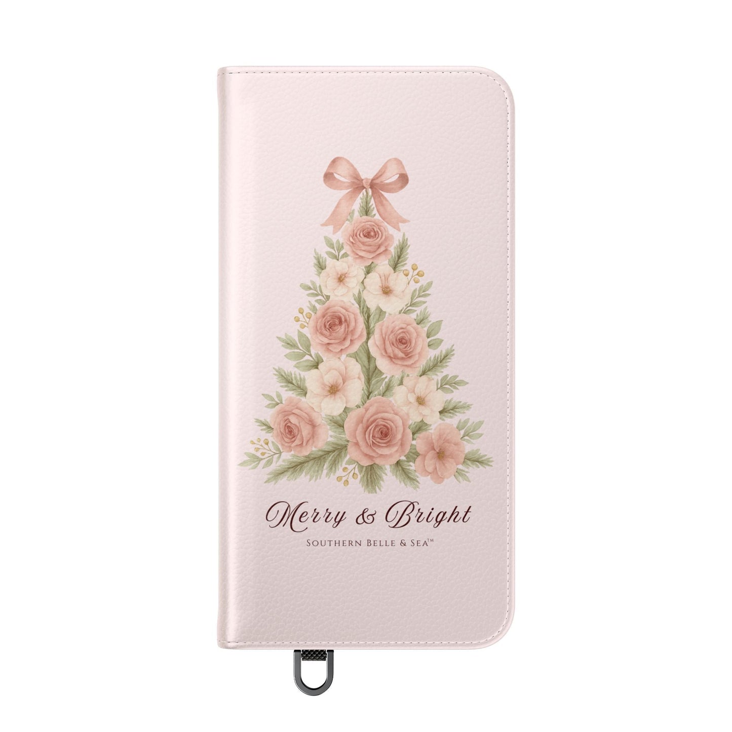 Merry & Bright — Pink Christmas Tree Flip Wallet Phone Case | Southern Belle & Sea™ - Southern Belle & Sea