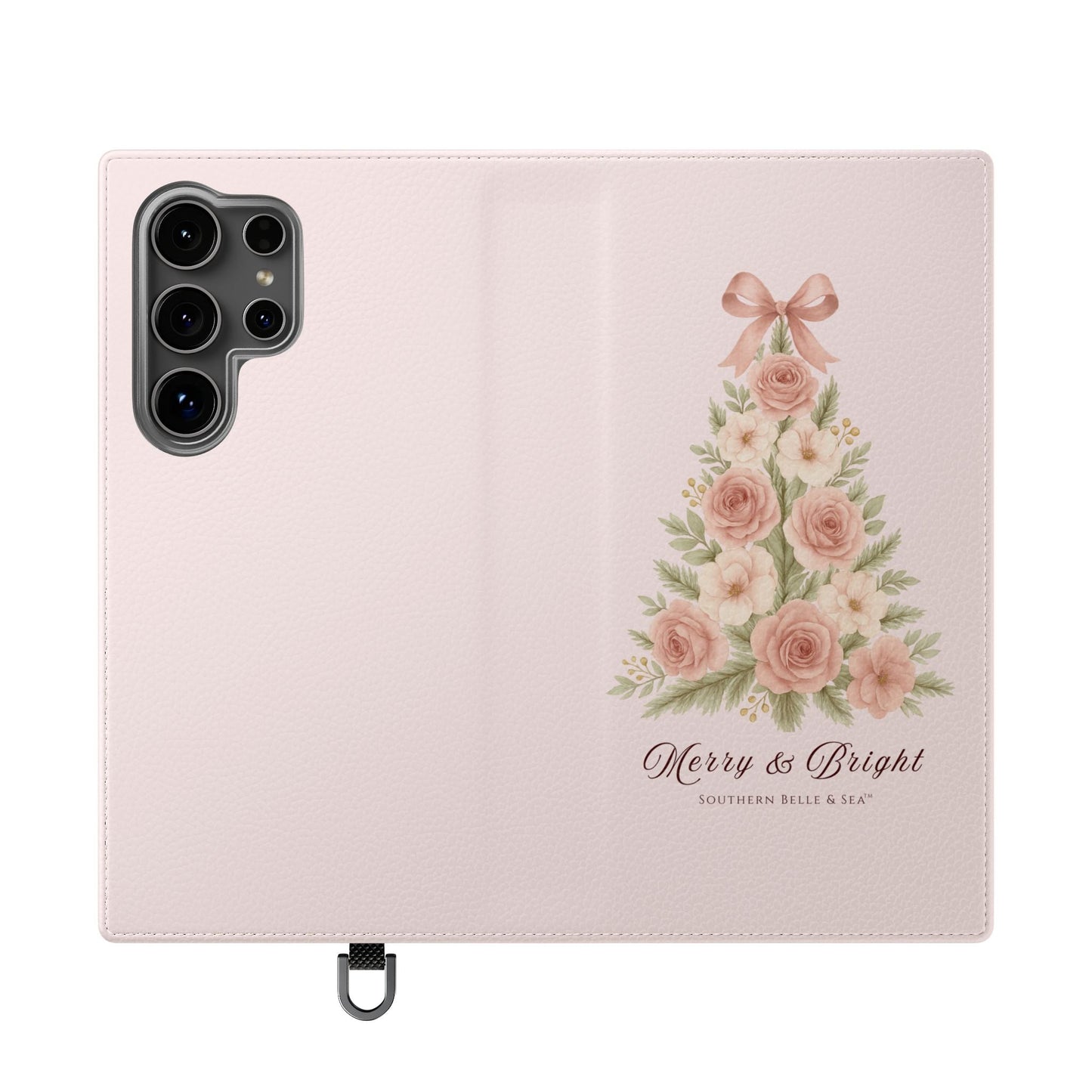 Merry & Bright — Pink Christmas Tree Flip Wallet Phone Case | Southern Belle & Sea™ - Southern Belle & Sea