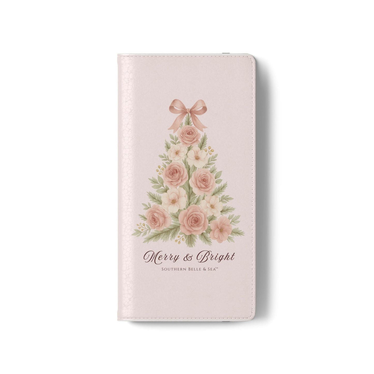 Merry & Bright — Pink Christmas Tree Flip Wallet Phone Case | Southern Belle & Sea™ - Southern Belle & Sea