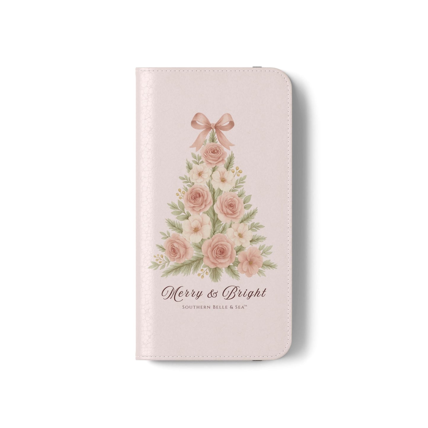Merry & Bright — Pink Christmas Tree Flip Wallet Phone Case | Southern Belle & Sea™ - Southern Belle & Sea