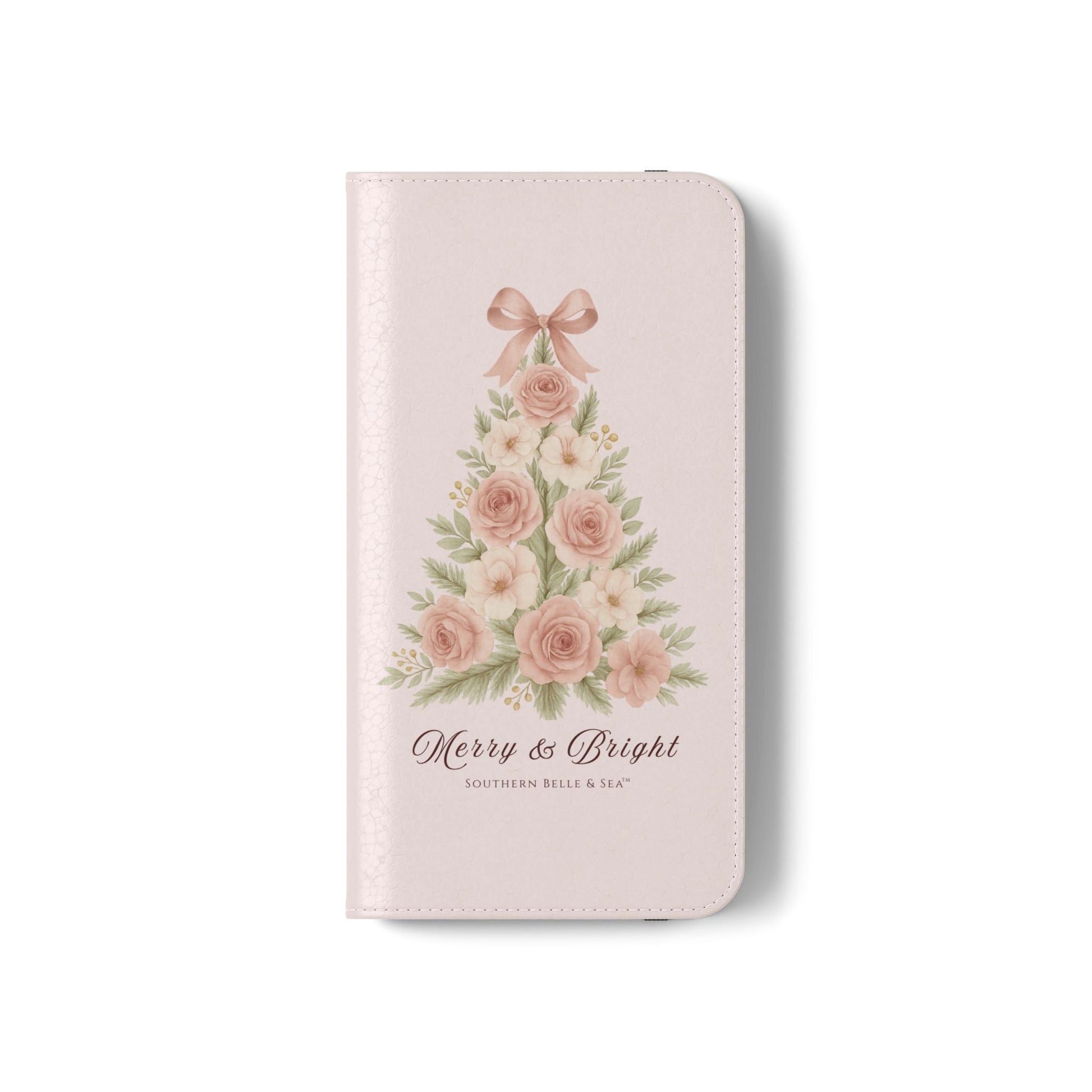 Merry & Bright — Pink Christmas Tree Flip Wallet Phone Case | Southern Belle & Sea™ - Southern Belle & Sea