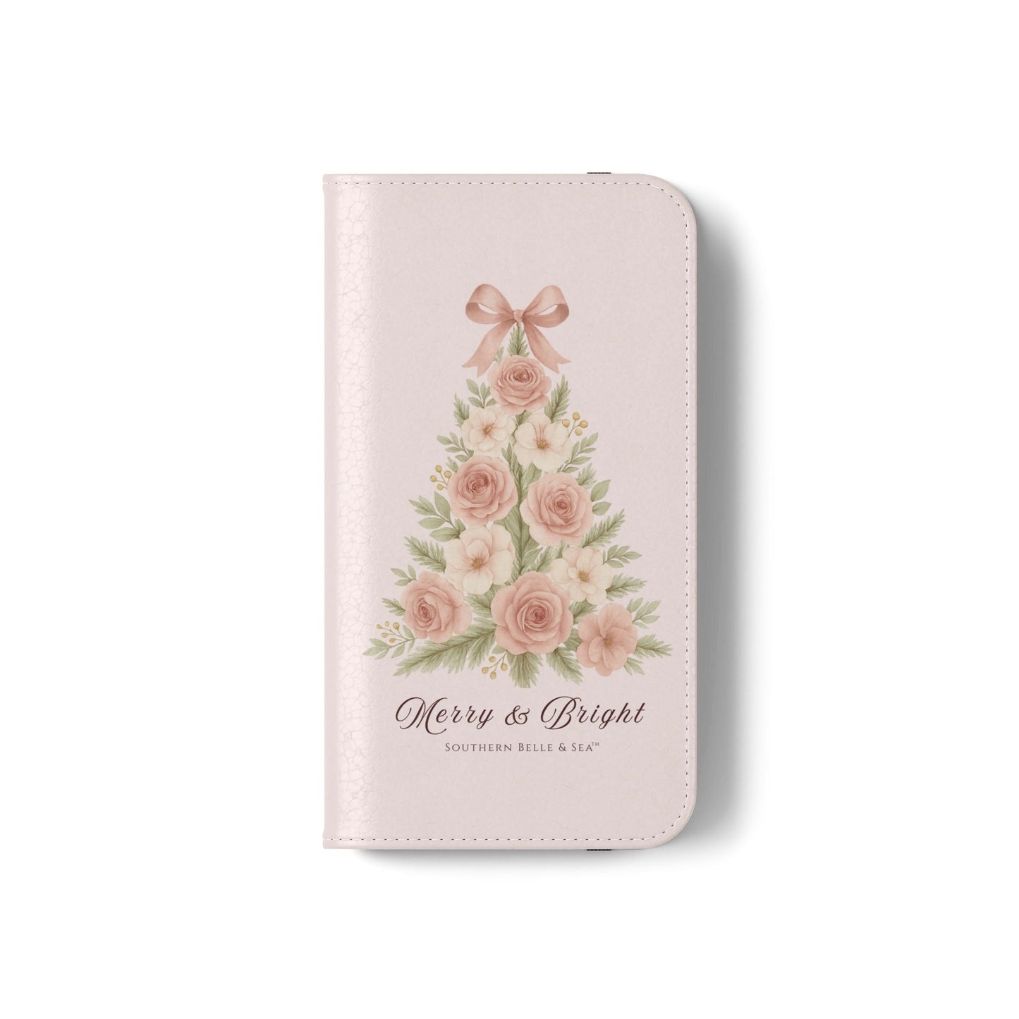 Merry & Bright — Pink Christmas Tree Flip Wallet Phone Case | Southern Belle & Sea™ - Southern Belle & Sea