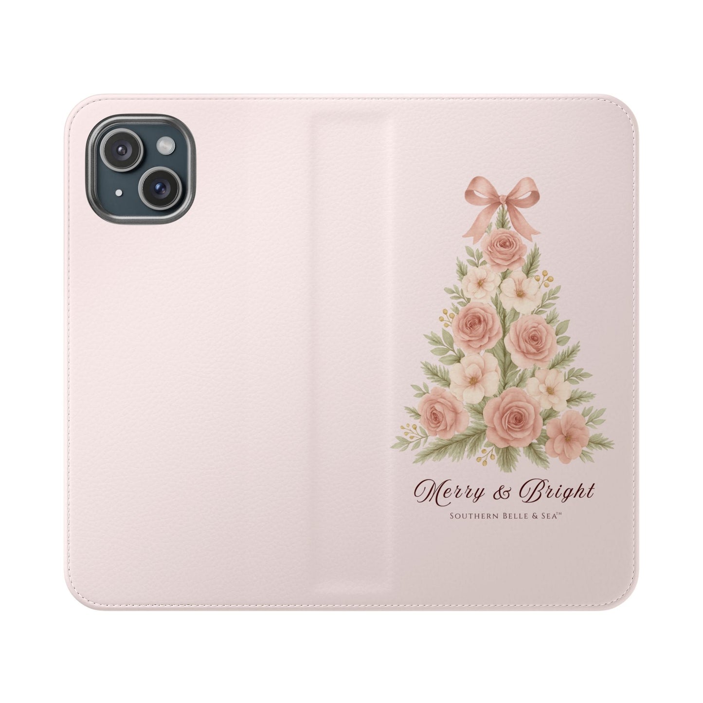 Merry & Bright — Pink Christmas Tree Flip Wallet Phone Case | Southern Belle & Sea™ - Southern Belle & Sea
