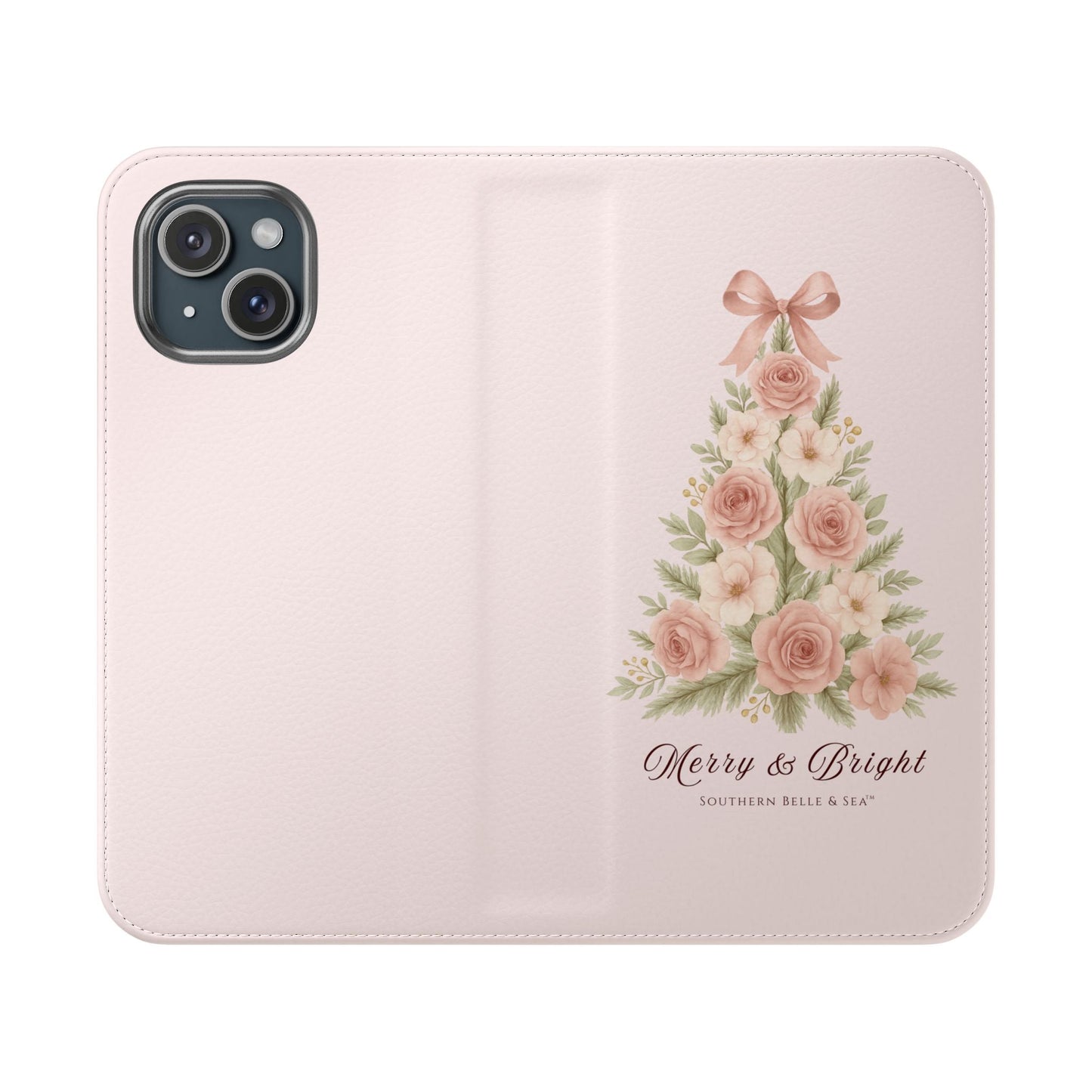 Merry & Bright — Pink Christmas Tree Flip Wallet Phone Case | Southern Belle & Sea™ - Southern Belle & Sea