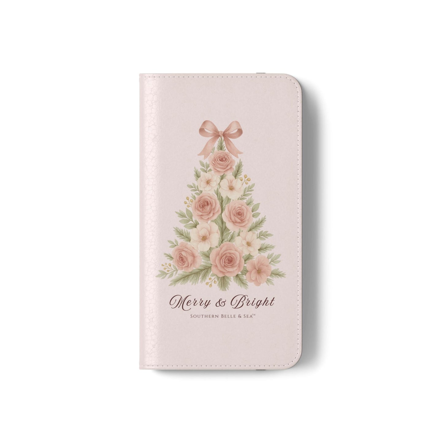 Merry & Bright — Pink Christmas Tree Flip Wallet Phone Case | Southern Belle & Sea™ - Southern Belle & Sea