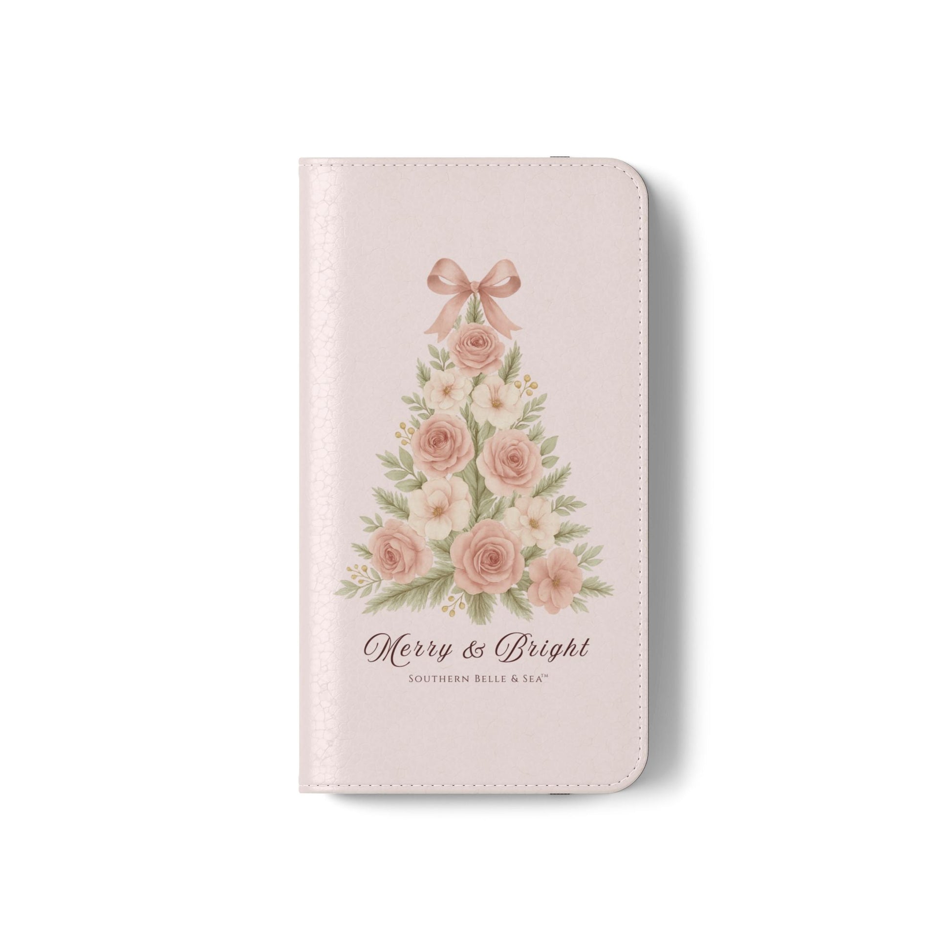 Merry & Bright — Pink Christmas Tree Flip Wallet Phone Case | Southern Belle & Sea™ - Southern Belle & Sea
