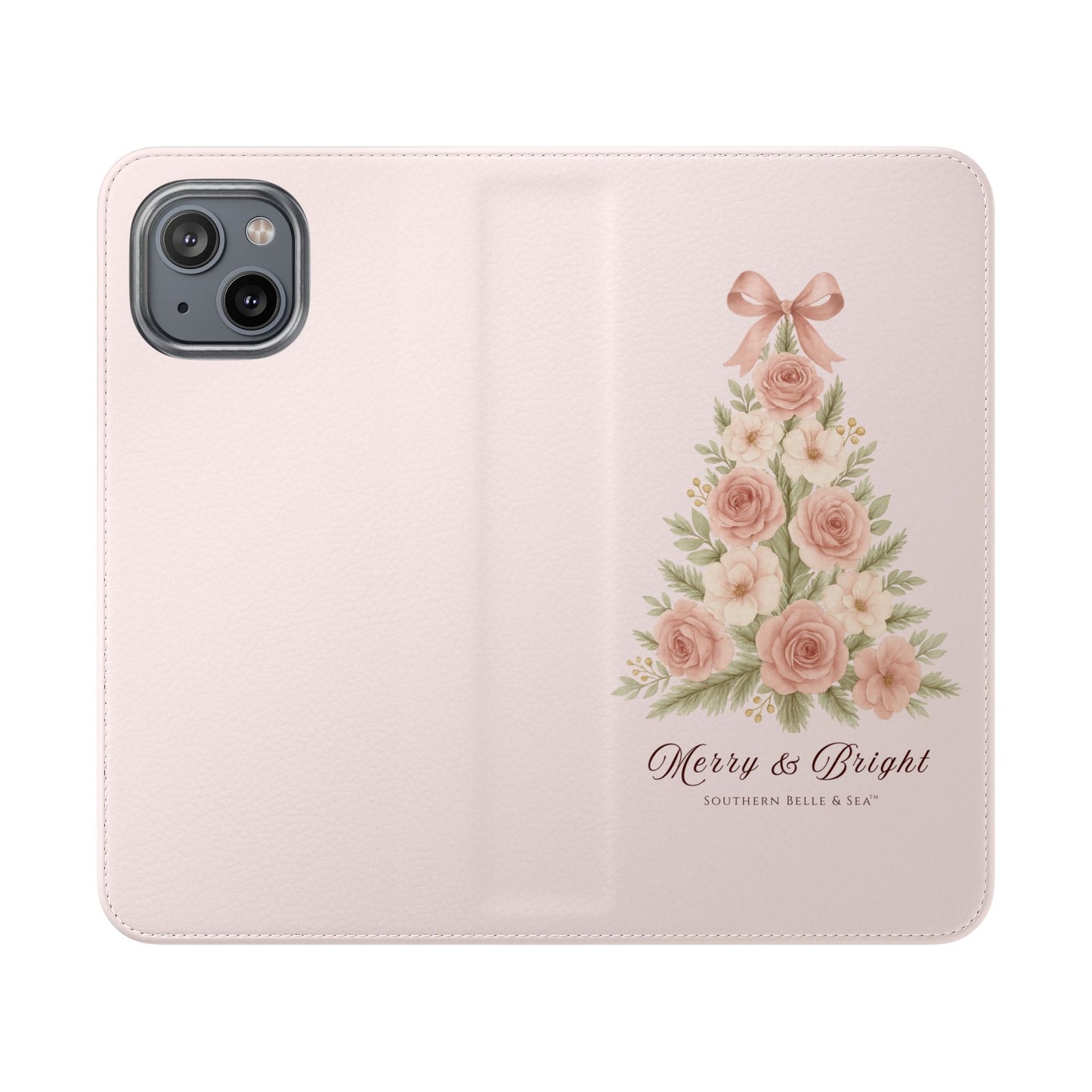 Merry & Bright — Pink Christmas Tree Flip Wallet Phone Case | Southern Belle & Sea™ - Southern Belle & Sea