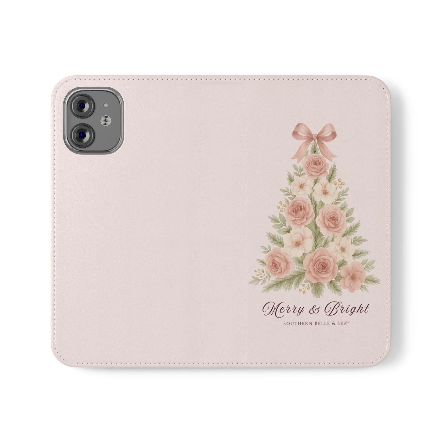 Merry & Bright — Pink Christmas Tree Flip Wallet Phone Case | Southern Belle & Sea™ - Southern Belle & Sea