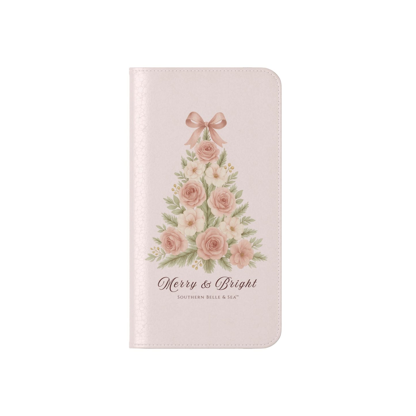 Merry & Bright — Pink Christmas Tree Flip Wallet Phone Case | Southern Belle & Sea™ - Southern Belle & Sea