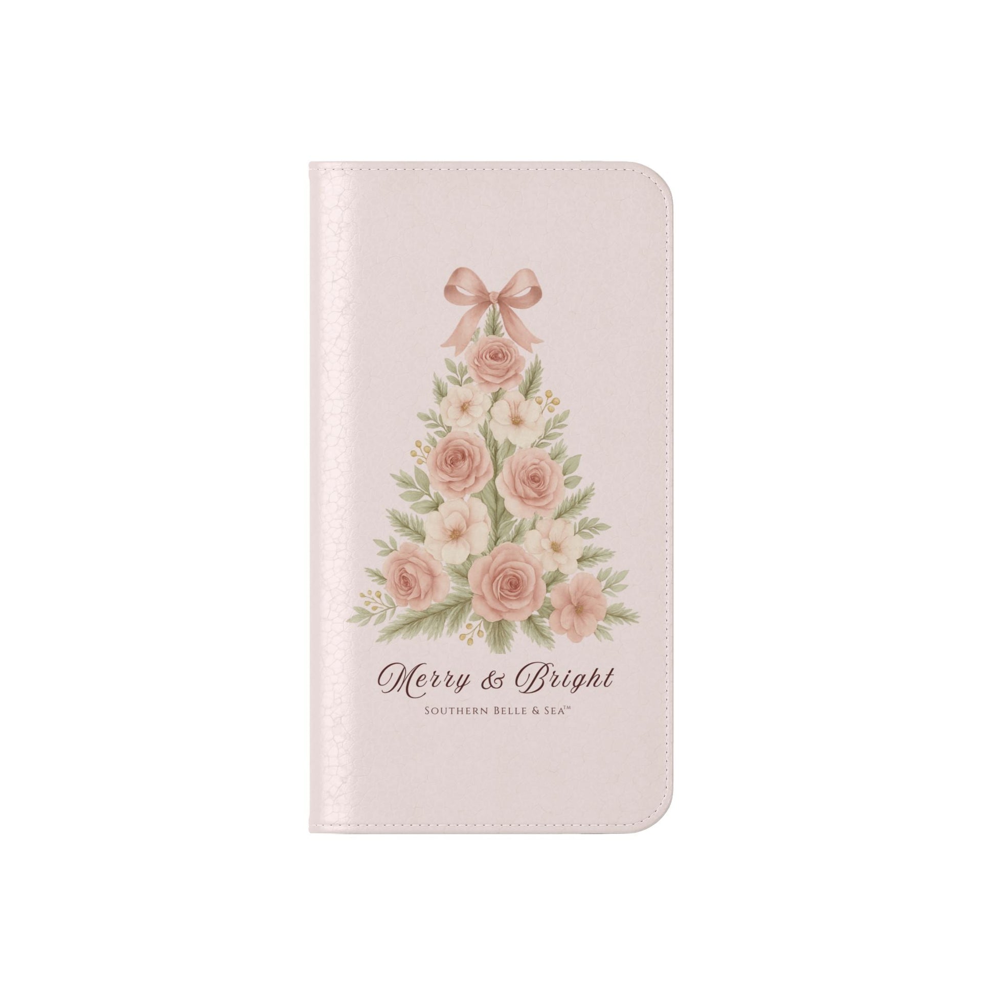 Merry & Bright — Pink Christmas Tree Flip Wallet Phone Case | Southern Belle & Sea™ - Southern Belle & Sea
