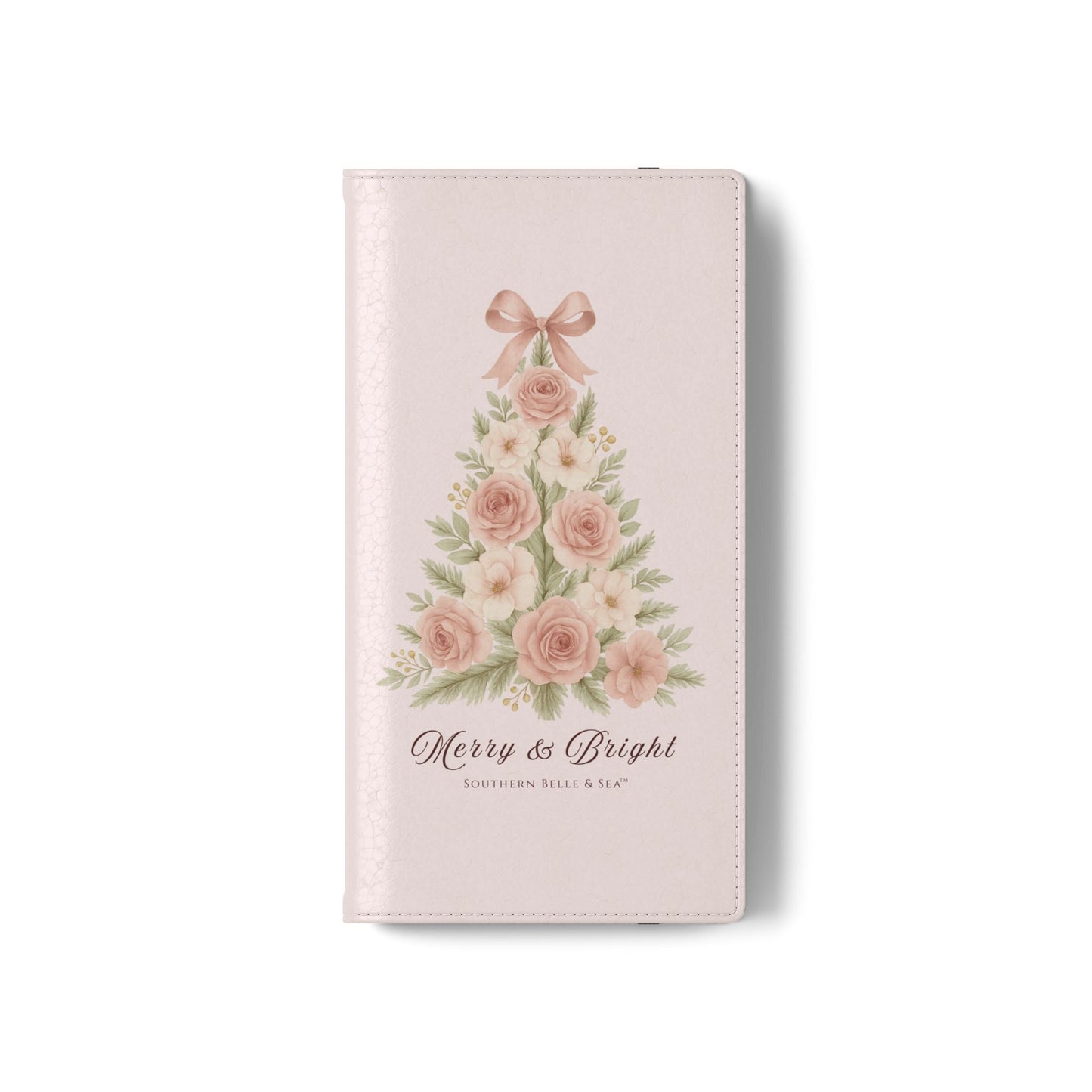 Merry & Bright — Pink Christmas Tree Flip Wallet Phone Case | Southern Belle & Sea™ - Southern Belle & Sea