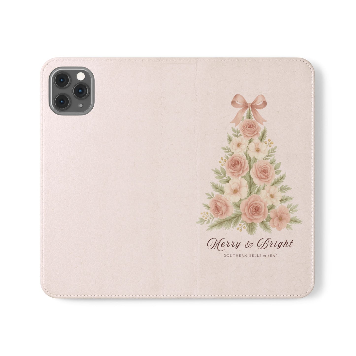 Merry & Bright — Pink Christmas Tree Flip Wallet Phone Case | Southern Belle & Sea™ - Southern Belle & Sea