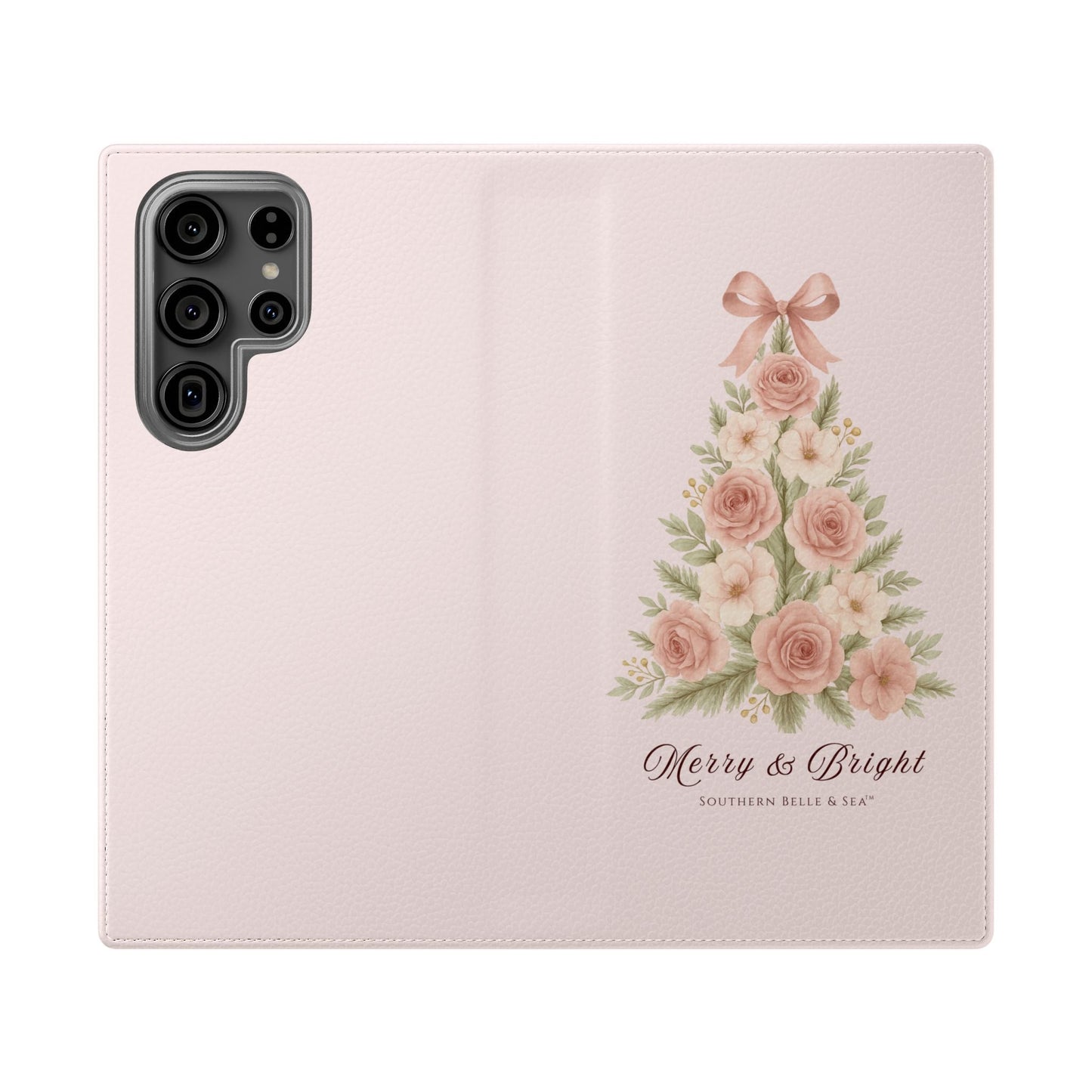 Merry & Bright — Pink Christmas Tree Flip Wallet Phone Case | Southern Belle & Sea™ - Southern Belle & Sea