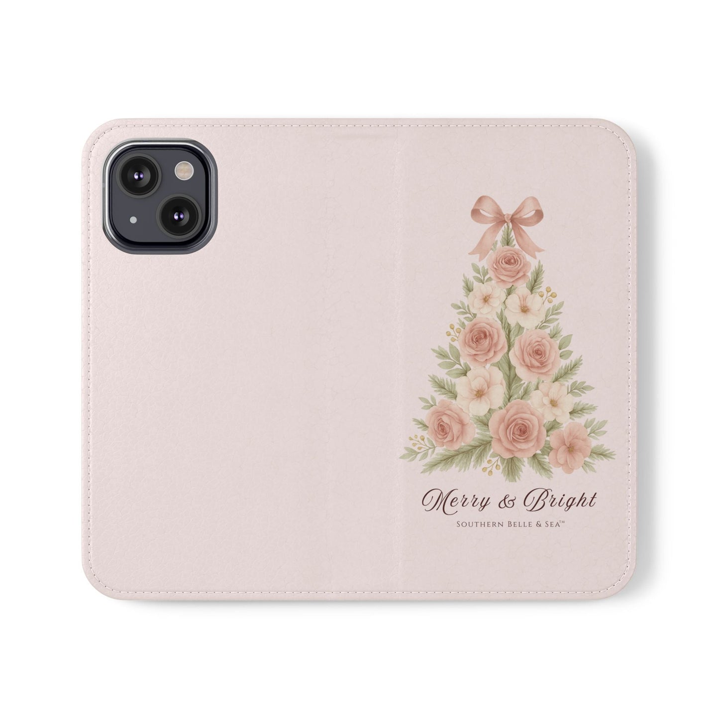 Merry & Bright — Pink Christmas Tree Flip Wallet Phone Case | Southern Belle & Sea™ - Southern Belle & Sea