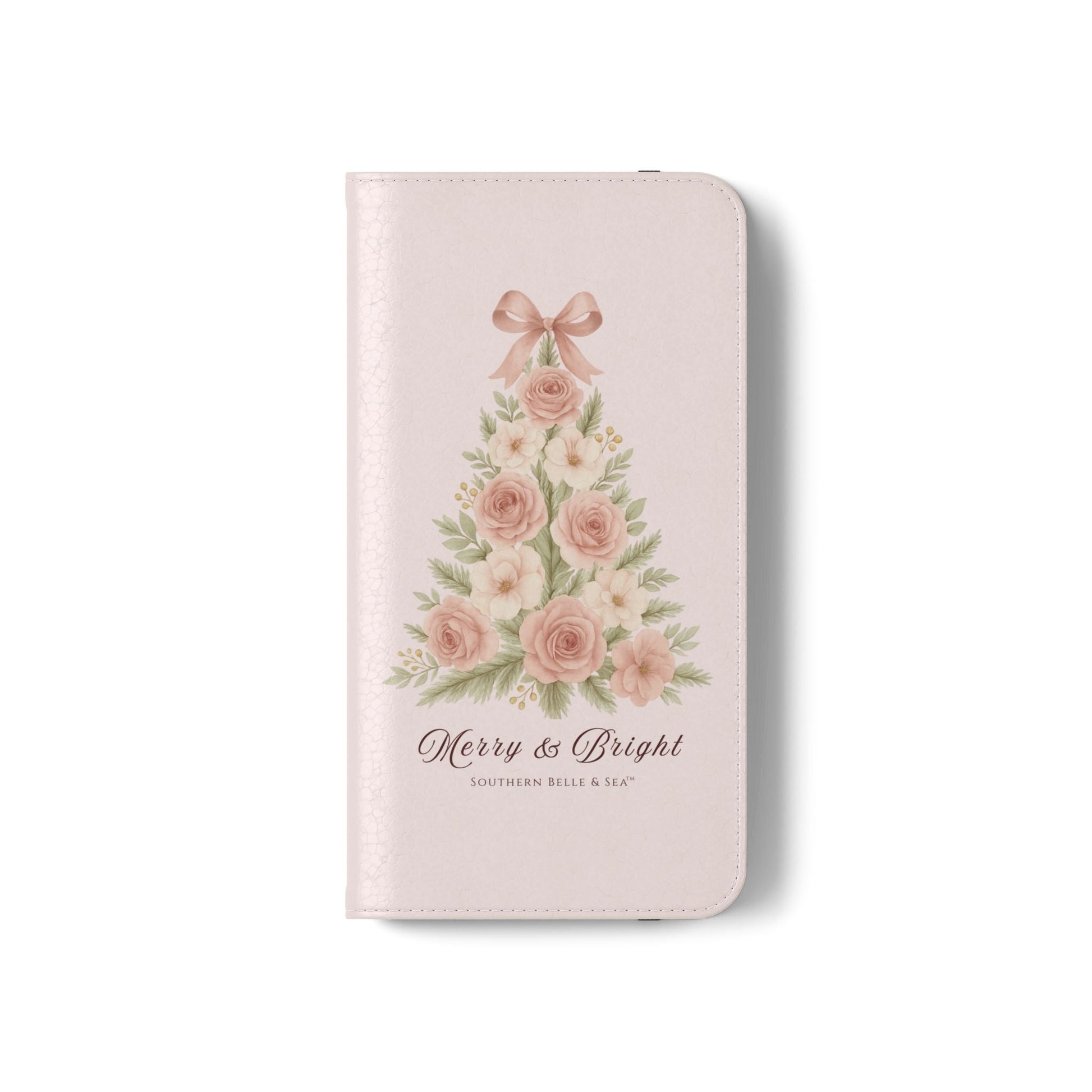 Merry & Bright — Pink Christmas Tree Flip Wallet Phone Case | Southern Belle & Sea™ - Southern Belle & Sea