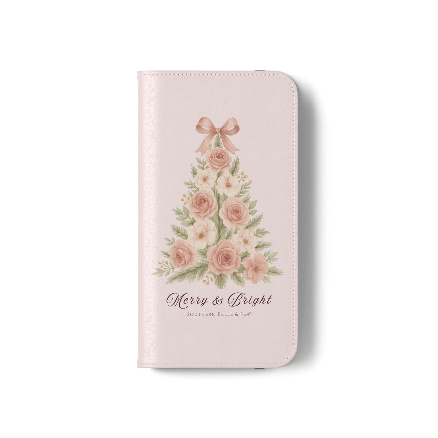 Merry & Bright — Pink Christmas Tree Flip Wallet Phone Case | Southern Belle & Sea™ - Southern Belle & Sea