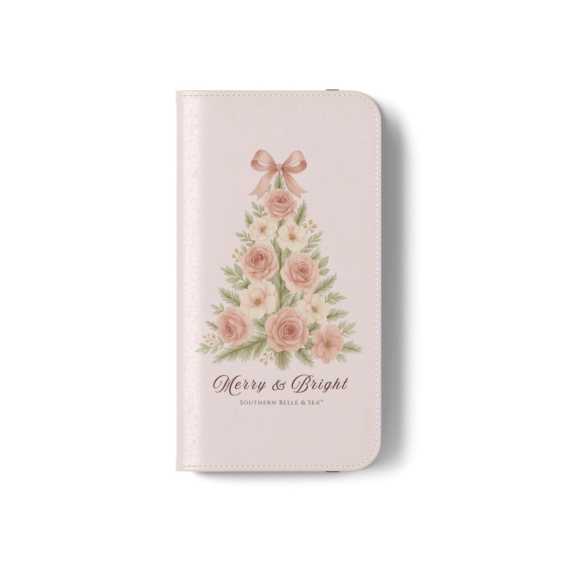 Merry & Bright — Pink Christmas Tree Flip Wallet Phone Case | Southern Belle & Sea™ - Southern Belle & Sea