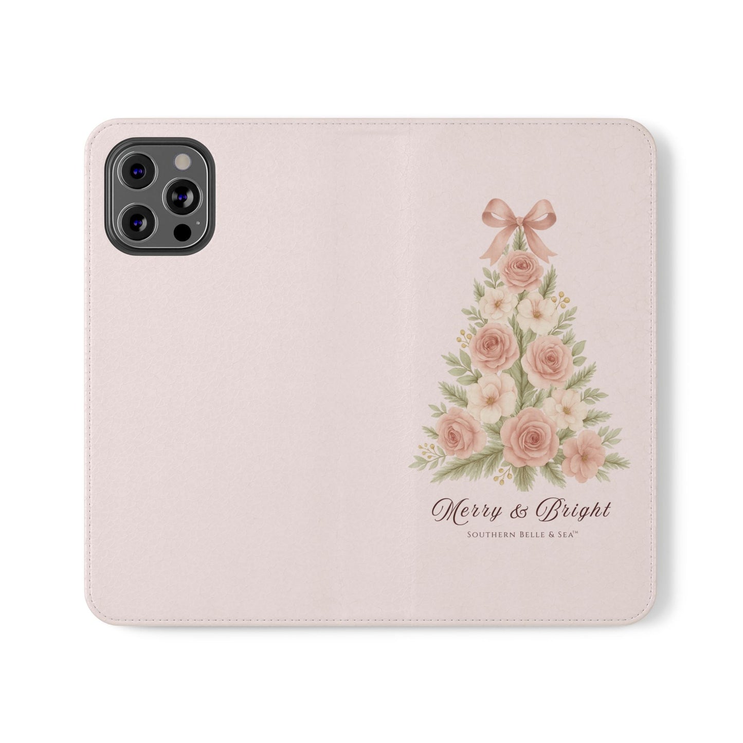 Merry & Bright — Pink Christmas Tree Flip Wallet Phone Case | Southern Belle & Sea™ - Southern Belle & Sea