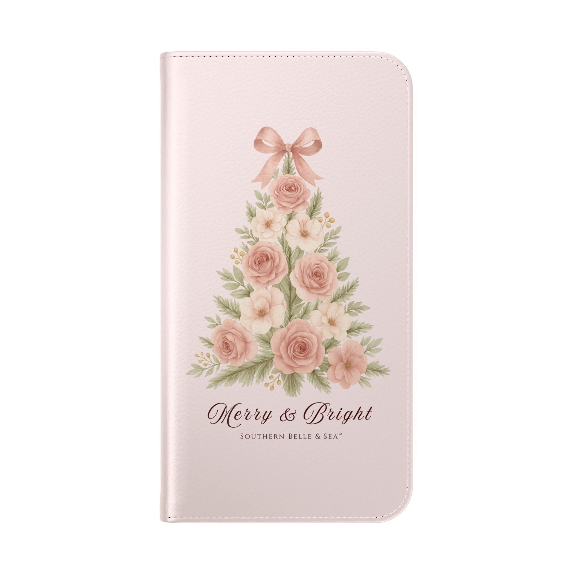 Merry & Bright — Pink Christmas Tree Flip Wallet Phone Case | Southern Belle & Sea™ - Southern Belle & Sea