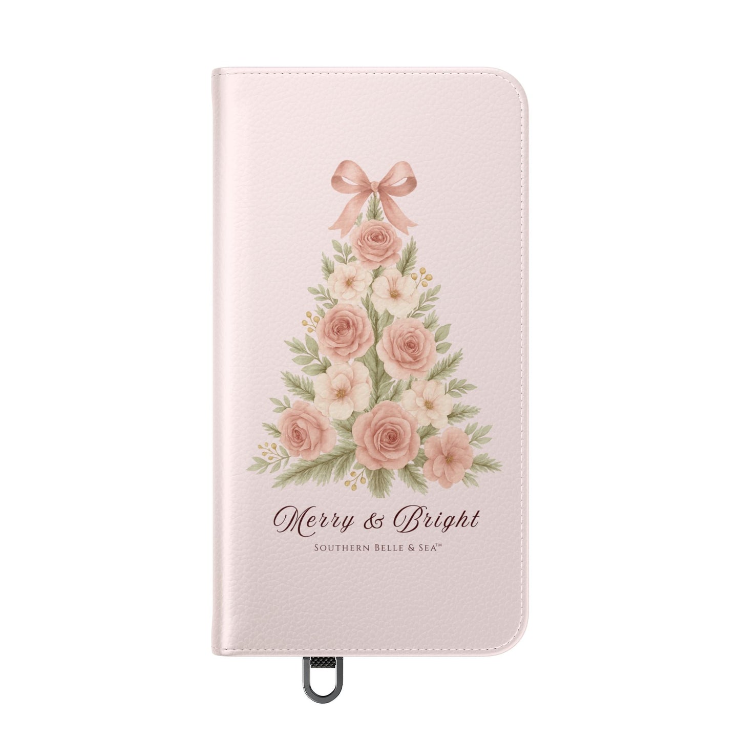 Merry & Bright — Pink Christmas Tree Flip Wallet Phone Case | Southern Belle & Sea™ - Southern Belle & Sea