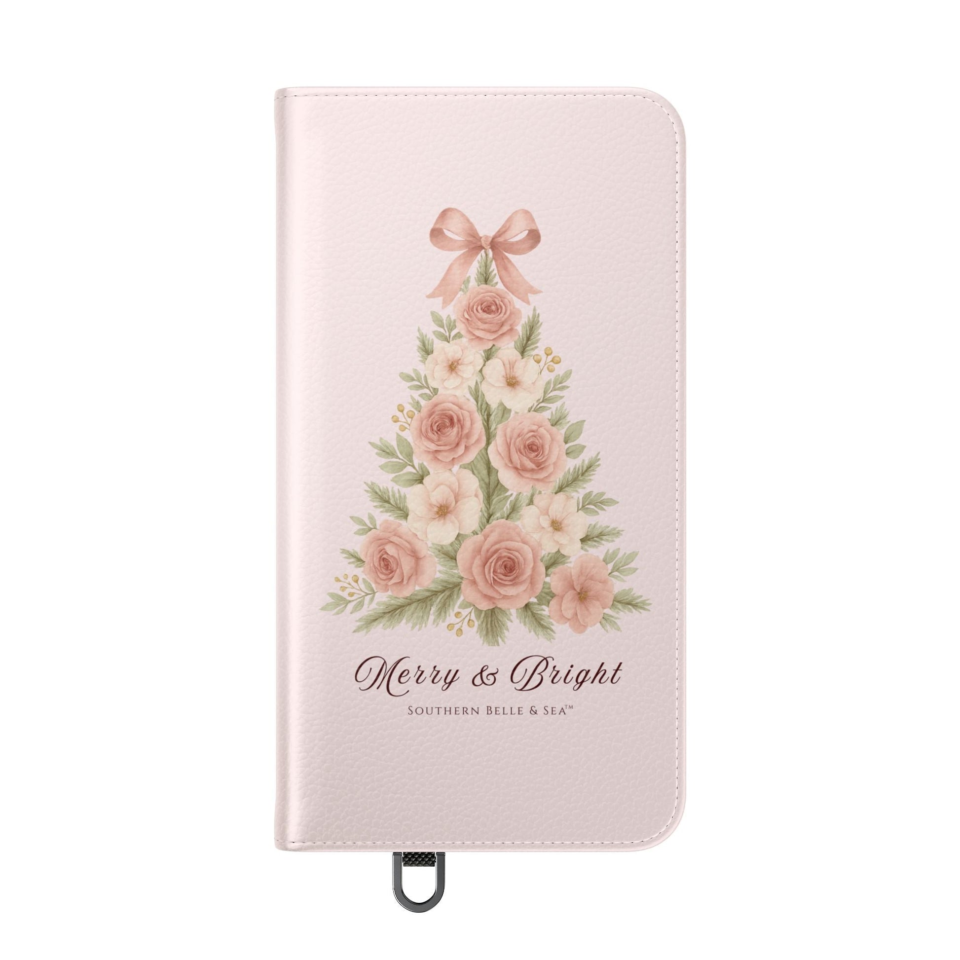 Merry & Bright — Pink Christmas Tree Flip Wallet Phone Case | Southern Belle & Sea™ - Southern Belle & Sea