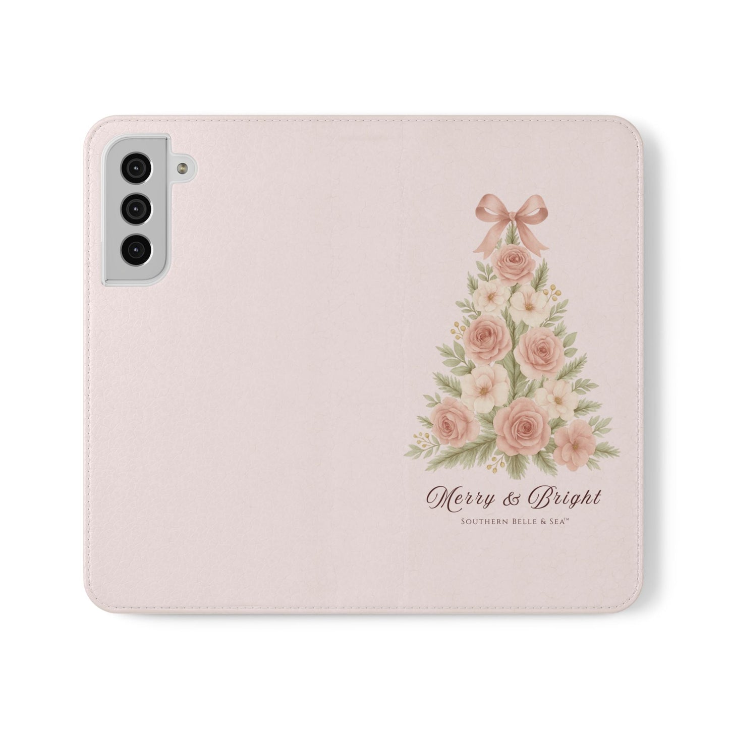 Merry & Bright — Pink Christmas Tree Flip Wallet Phone Case | Southern Belle & Sea™ - Southern Belle & Sea