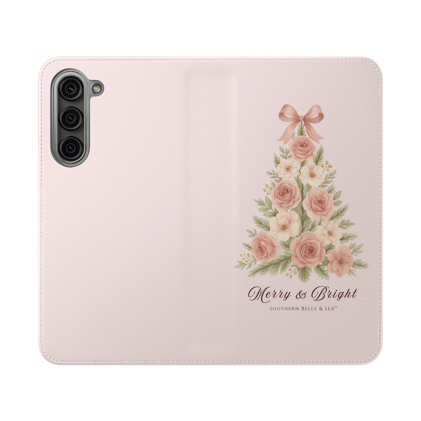 Merry & Bright — Pink Christmas Tree Flip Wallet Phone Case | Southern Belle & Sea™ - Southern Belle & Sea