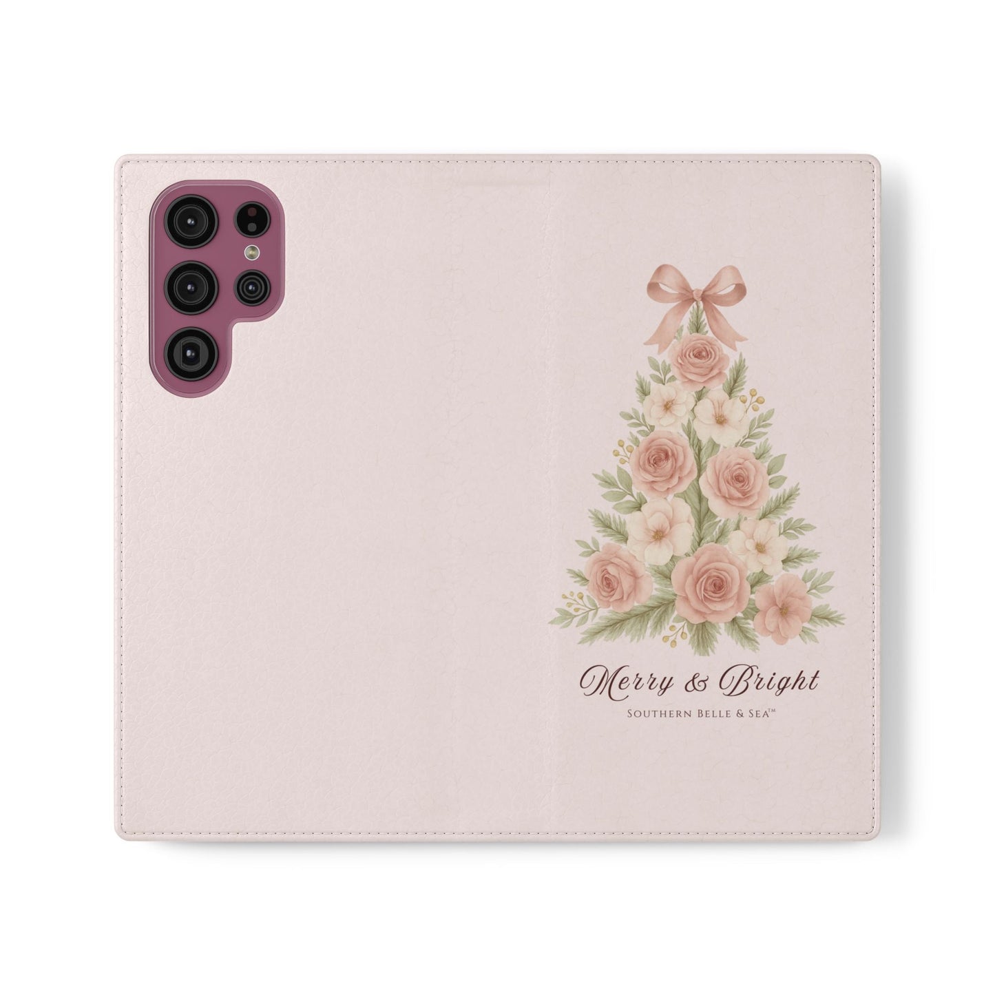 Merry & Bright — Pink Christmas Tree Flip Wallet Phone Case | Southern Belle & Sea™ - Southern Belle & Sea