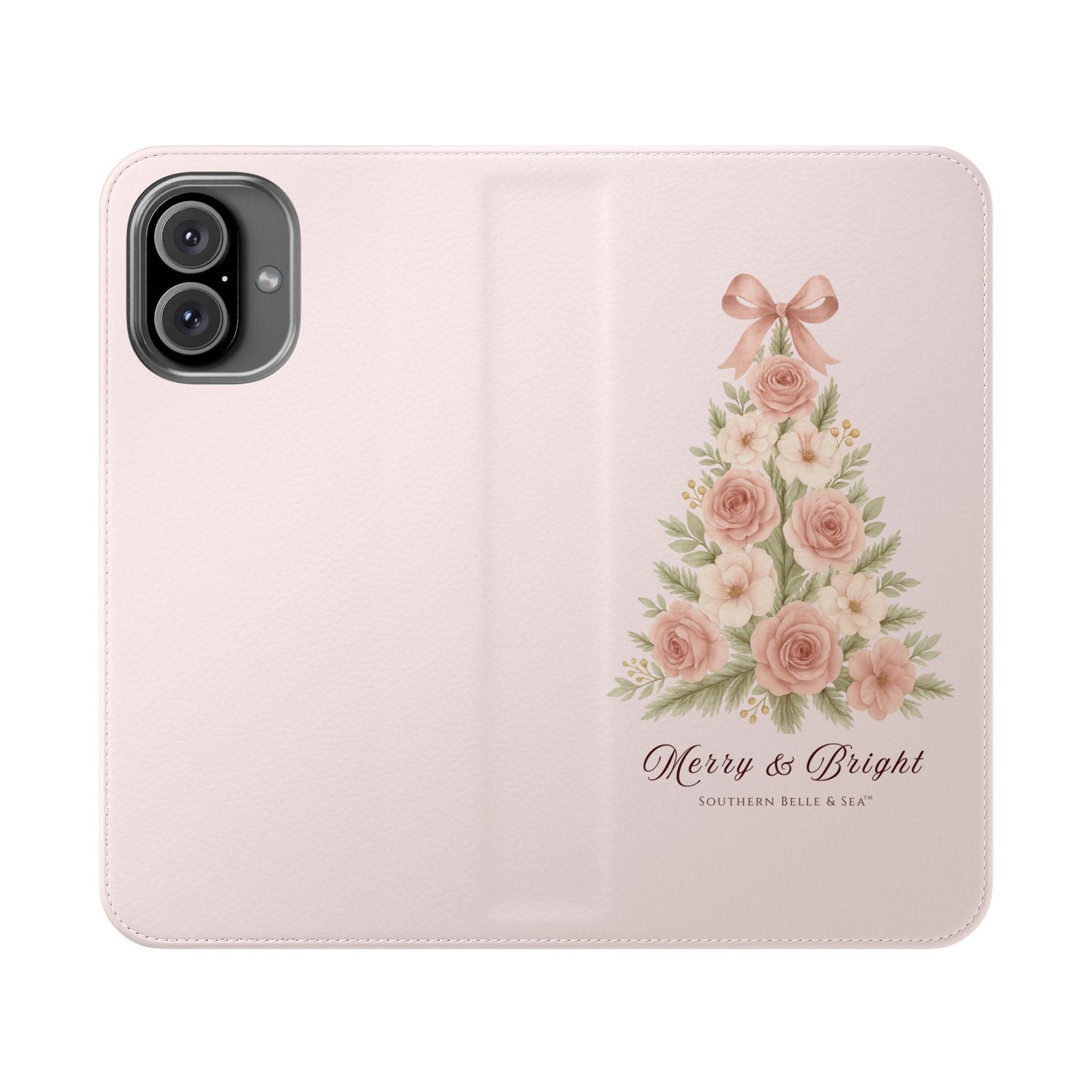Merry & Bright — Pink Christmas Tree Flip Wallet Phone Case | Southern Belle & Sea™ - Southern Belle & Sea