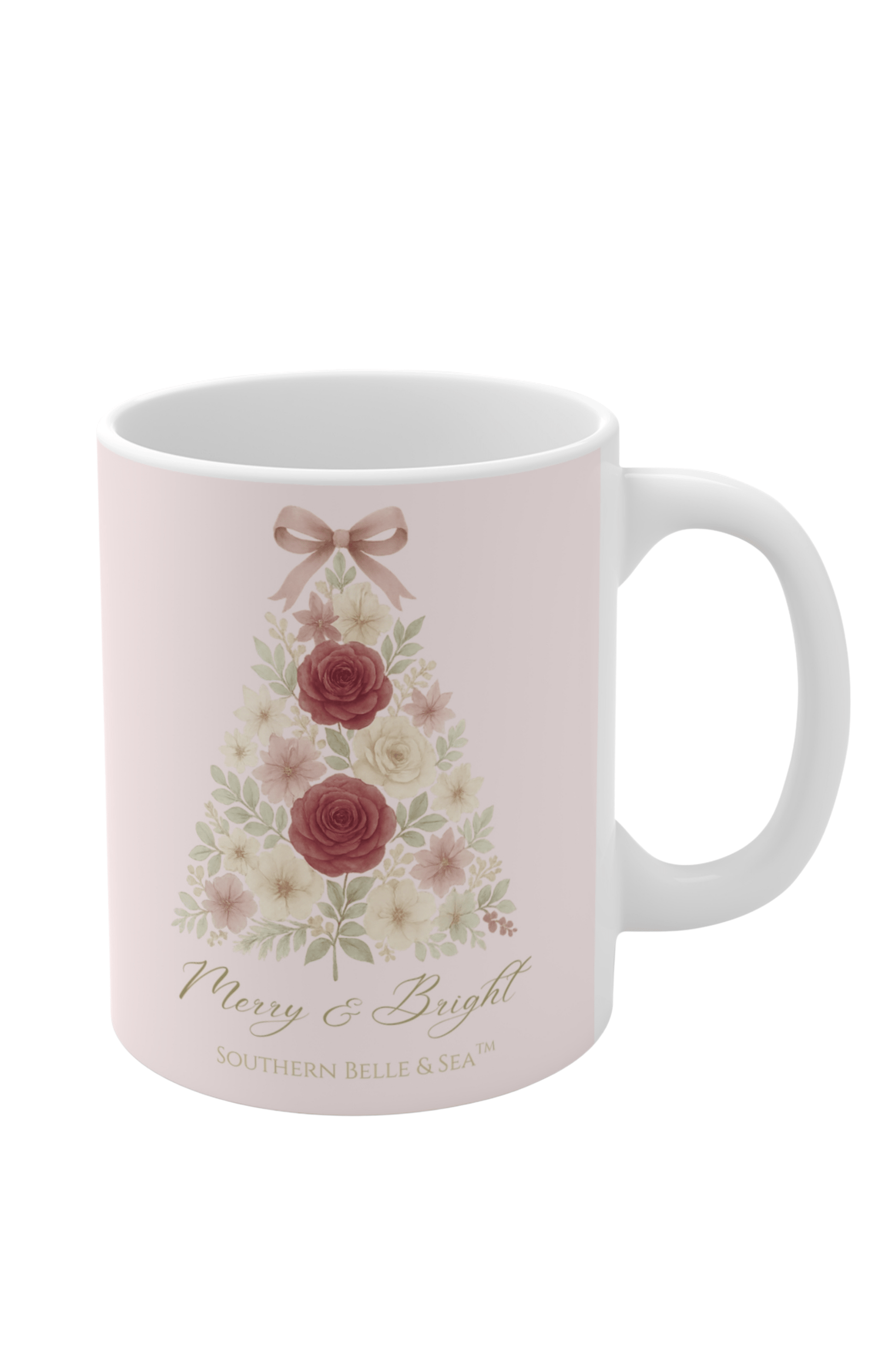 Merry & Bright Pink Christmas Tree Mug | Southern Belle & Sea™ - Southern Belle & Sea